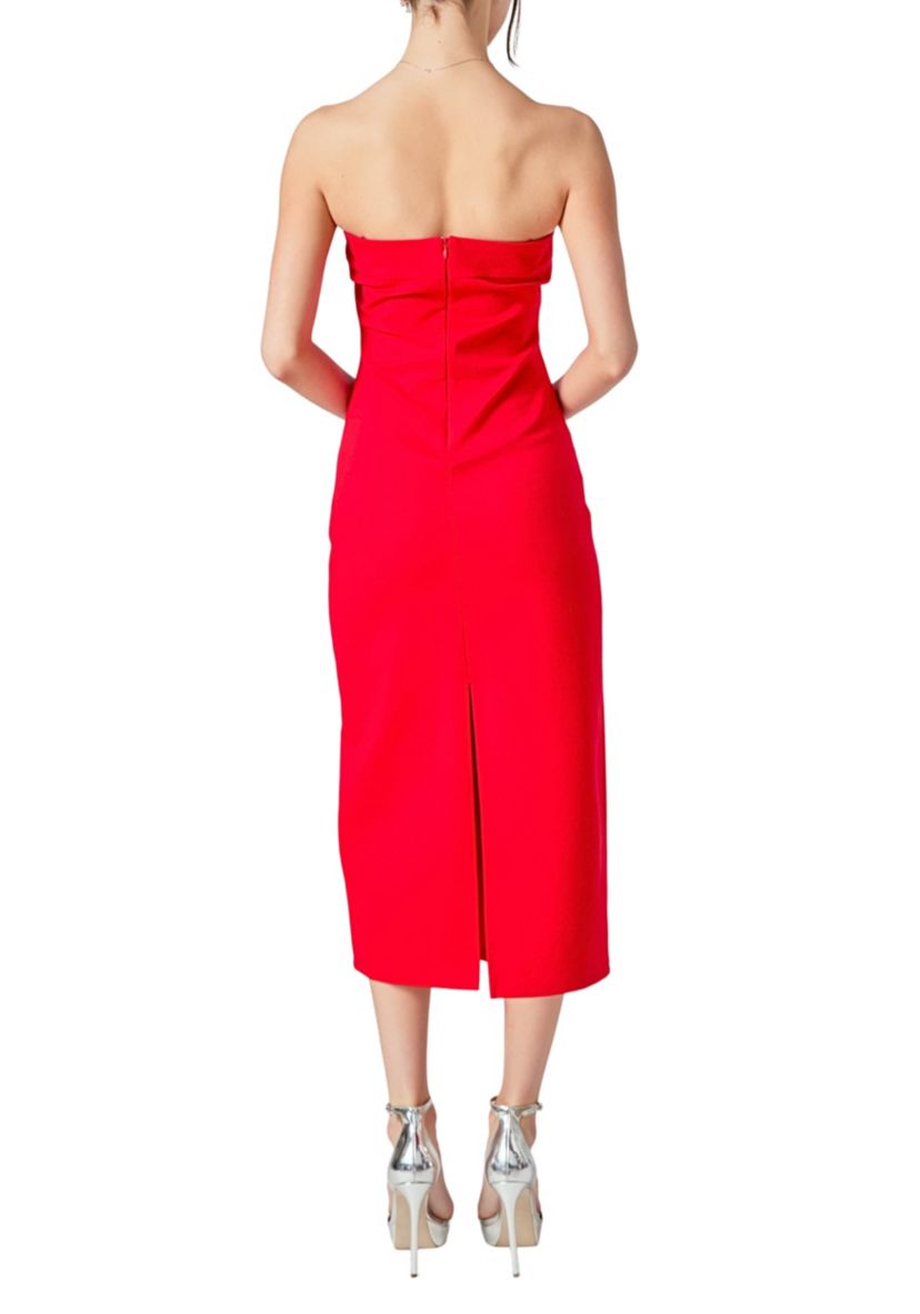 Strapless Bow Midi Dress
