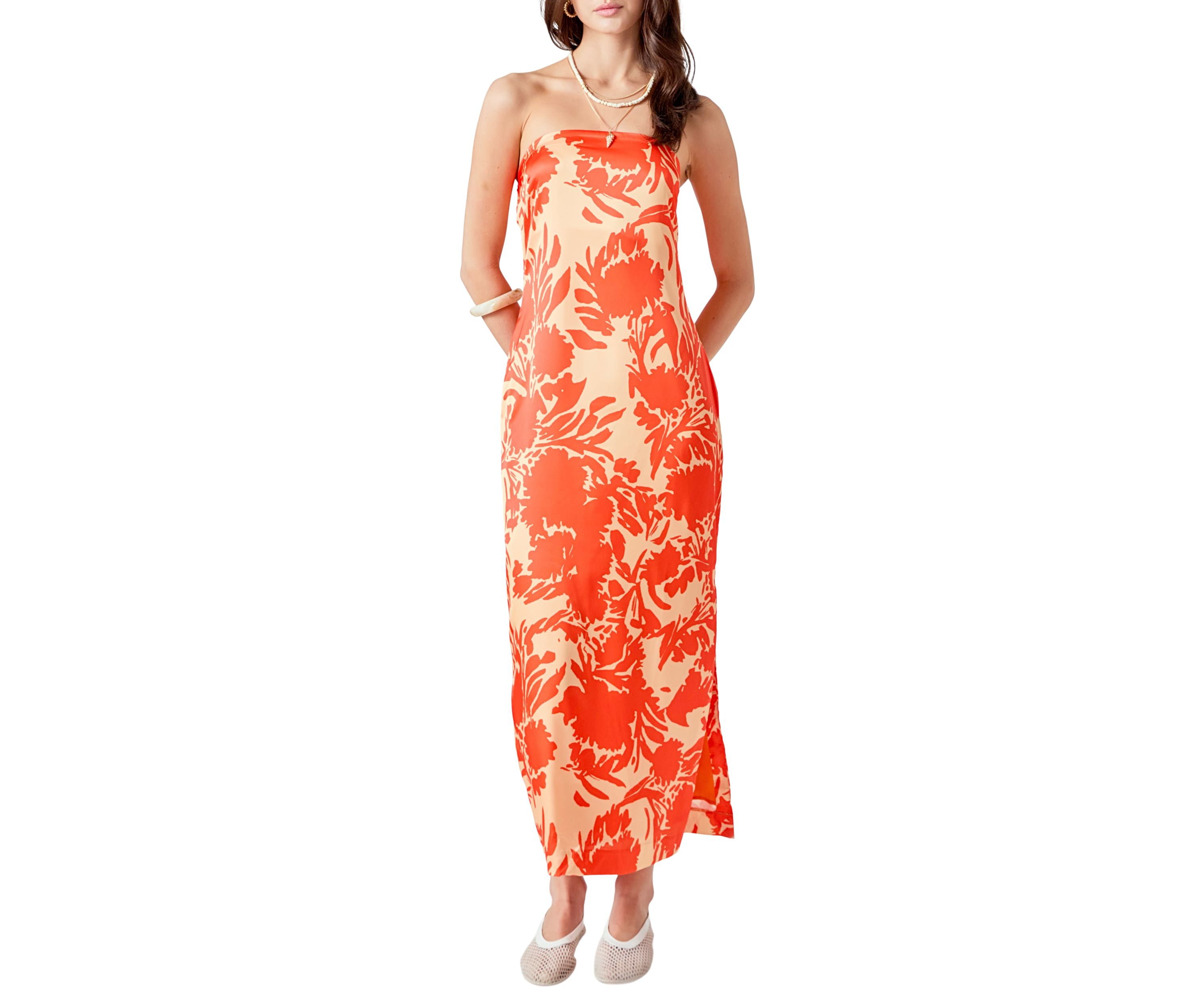 Strapless Print Maxi Dress