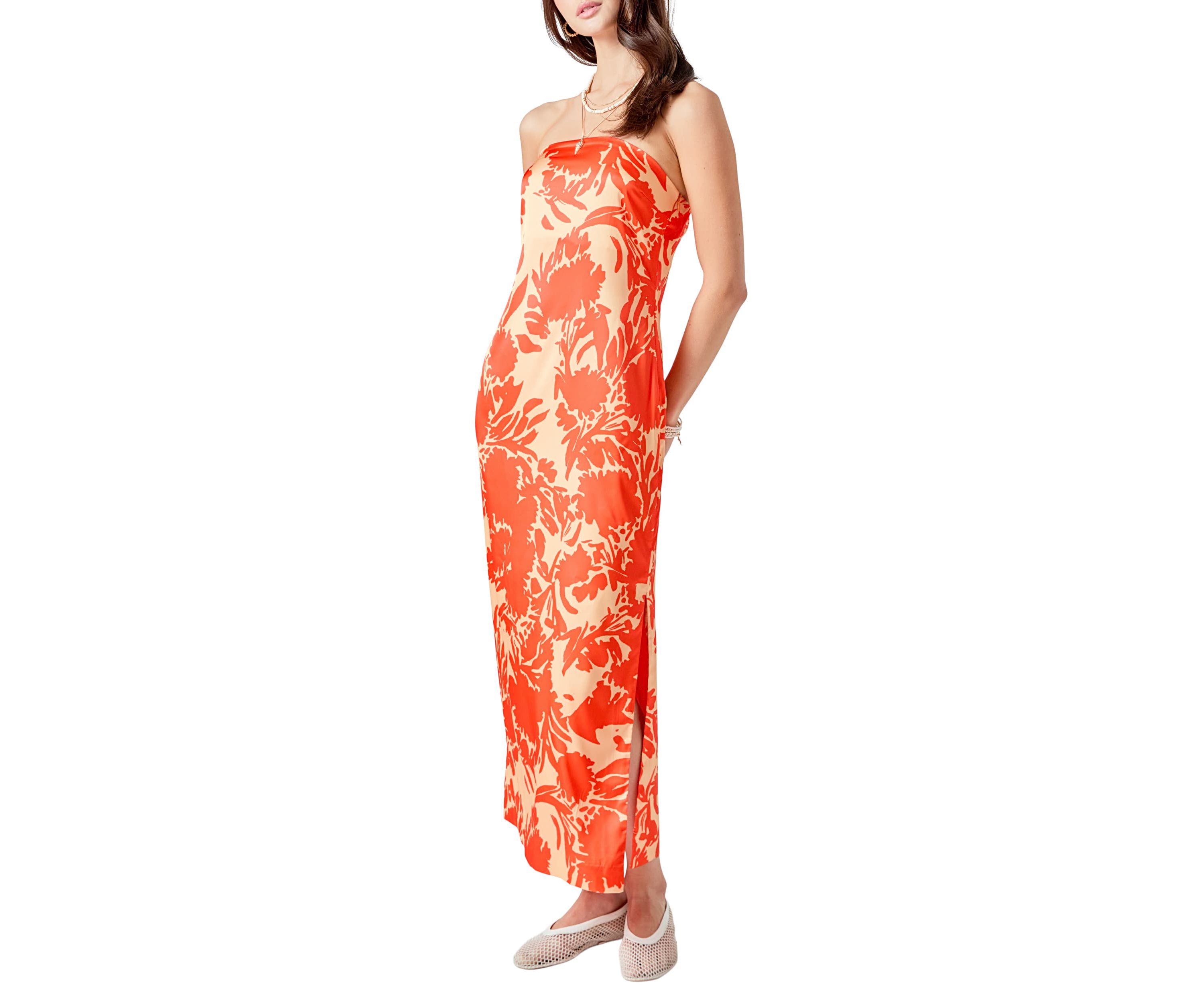 Strapless Print Maxi Dress