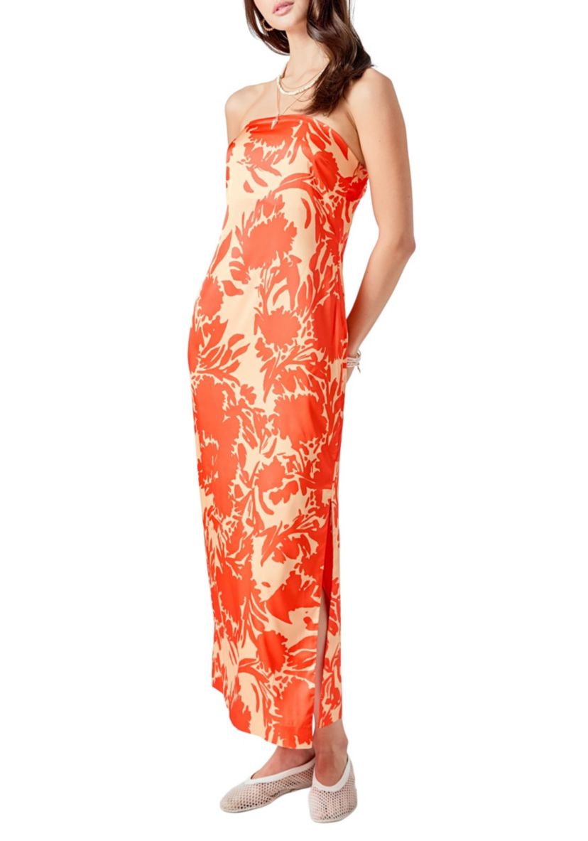 Strapless Print Maxi Dress
