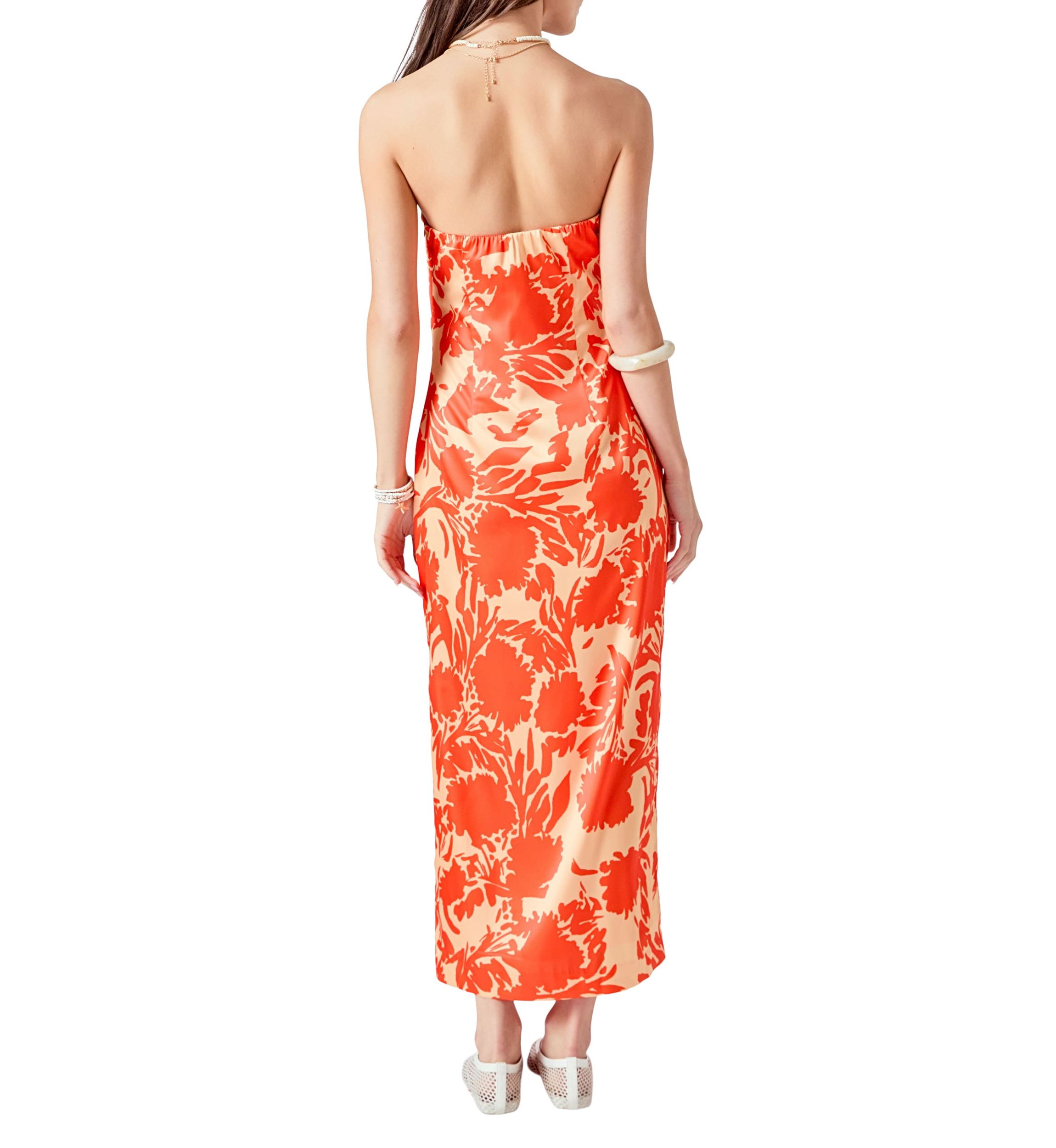 Strapless Print Maxi Dress