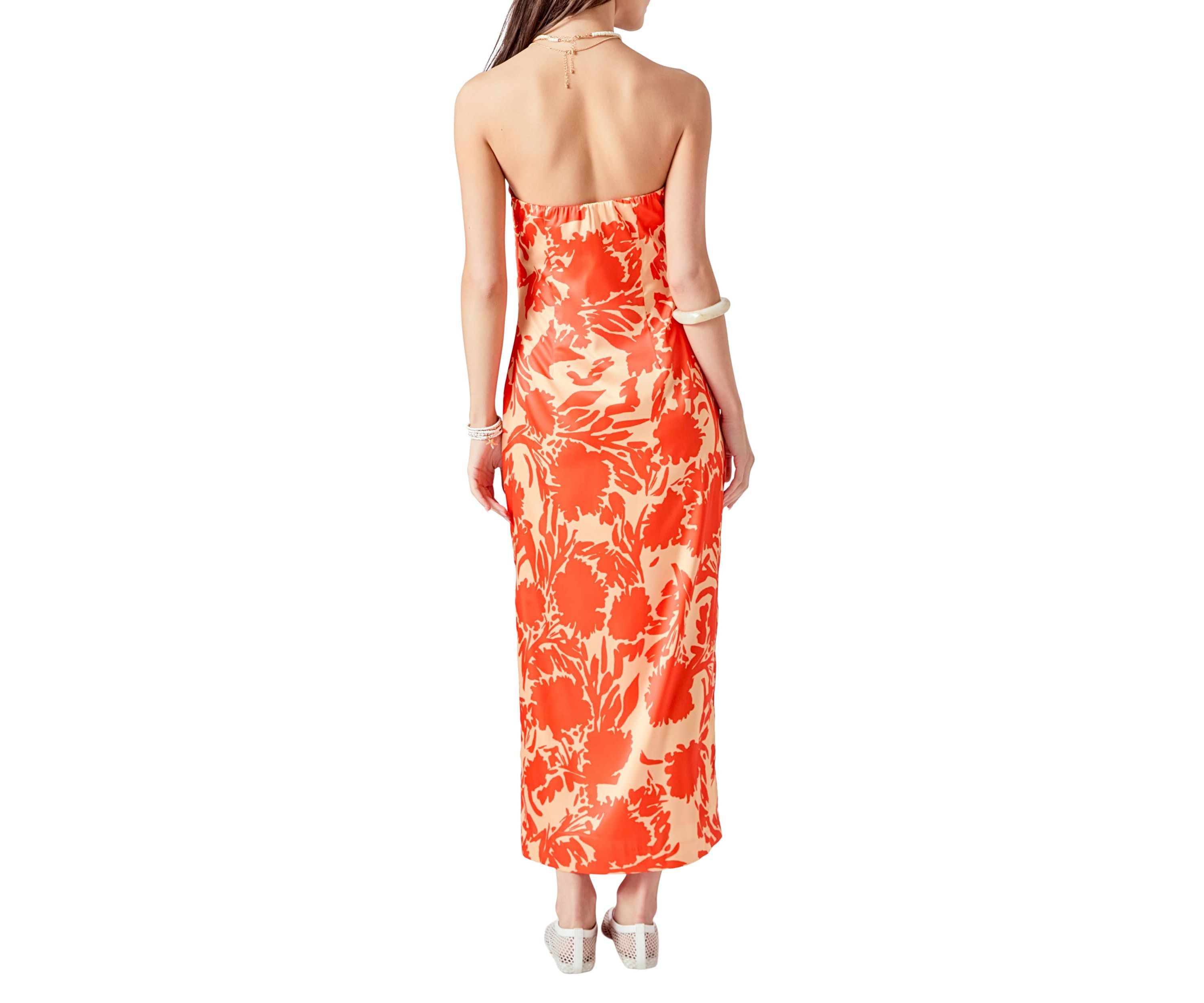 Strapless Print Maxi Dress