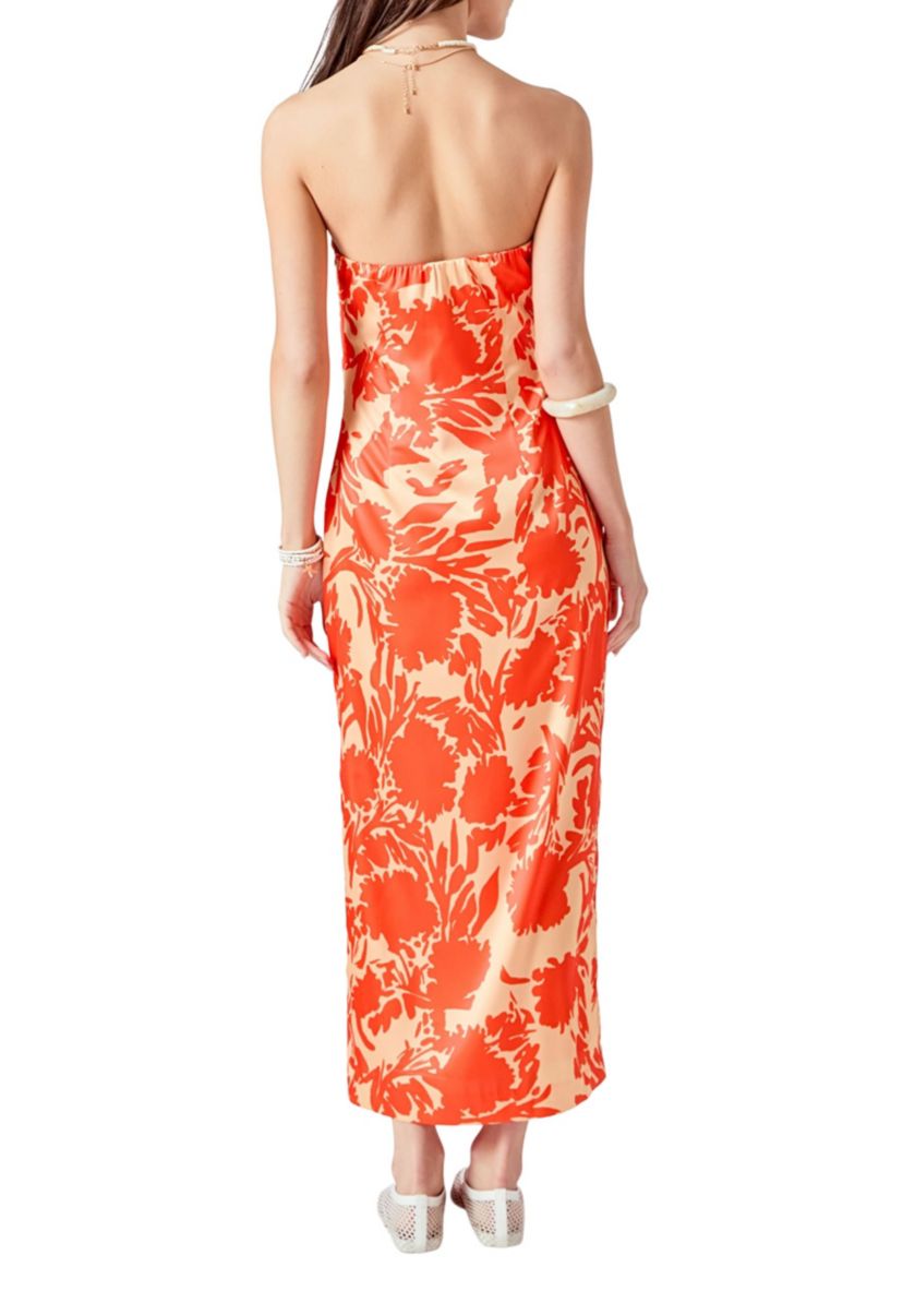 Strapless Print Maxi Dress
