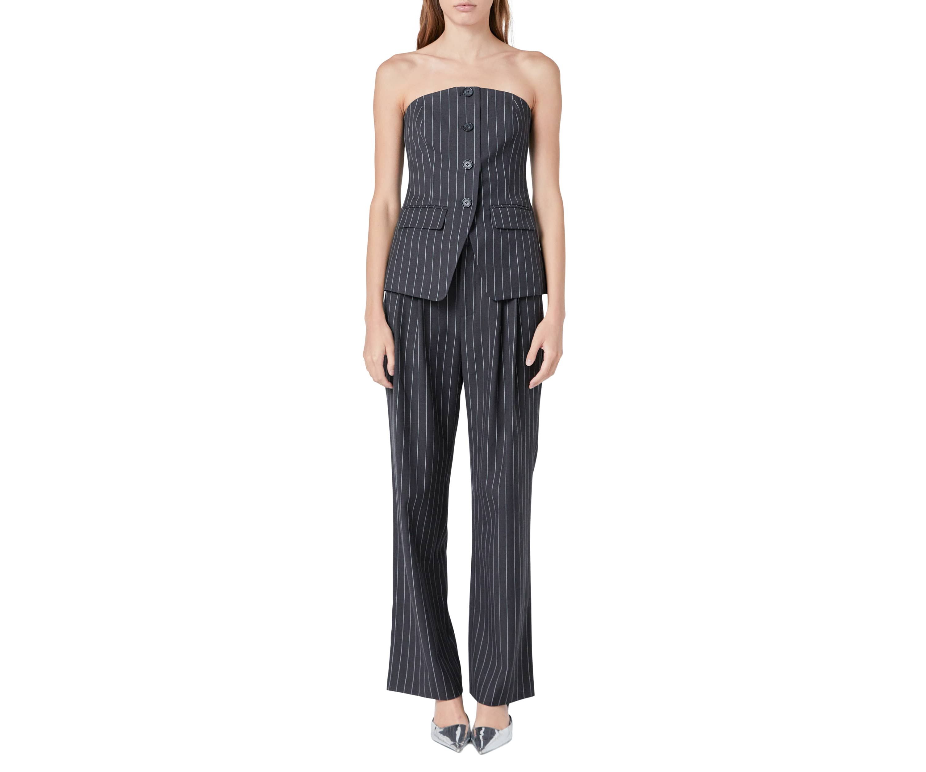 Strapless Pinstriped Vest