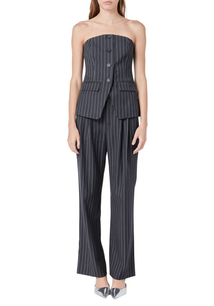 Strapless Pinstriped Vest