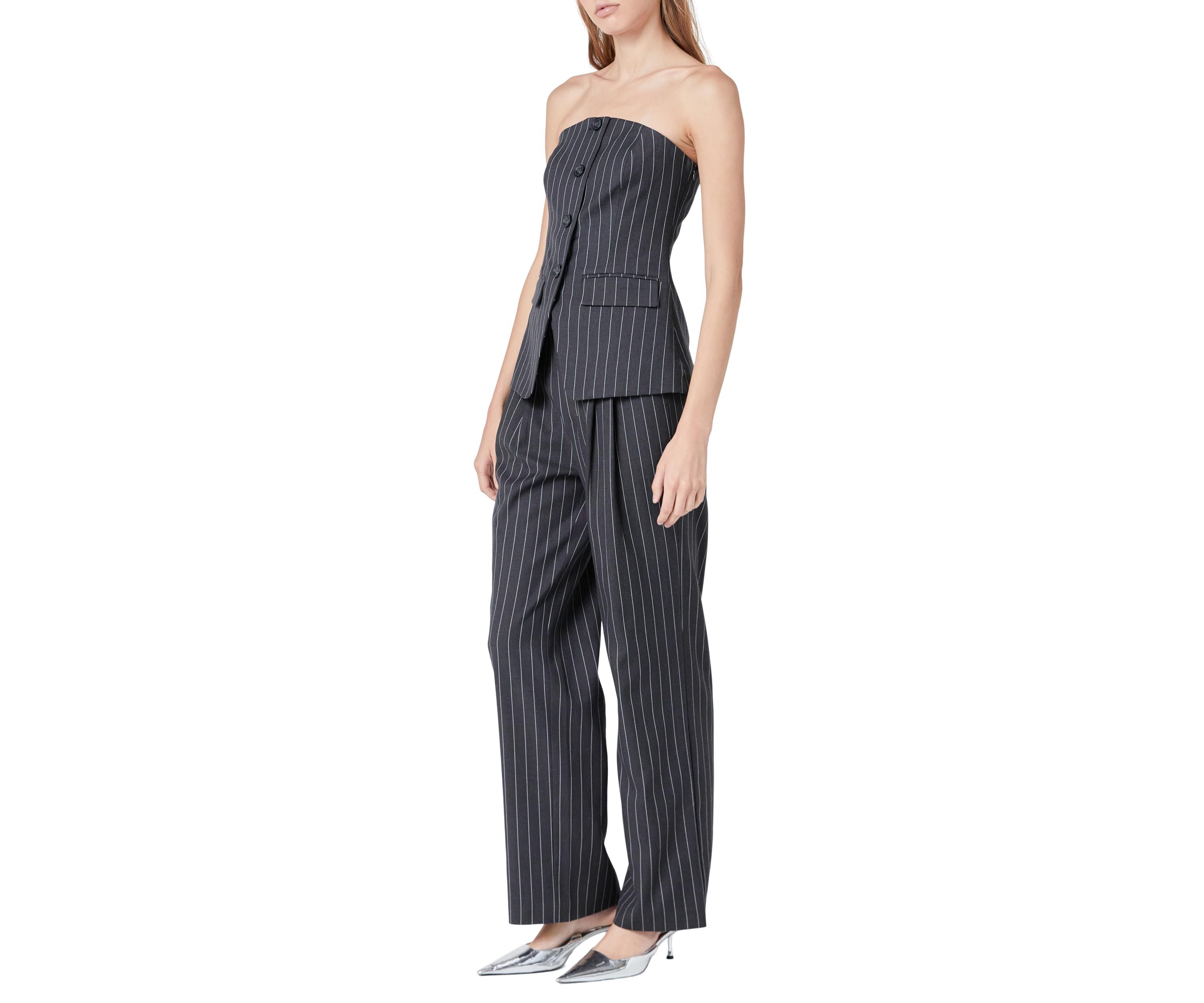 Strapless Pinstriped Vest