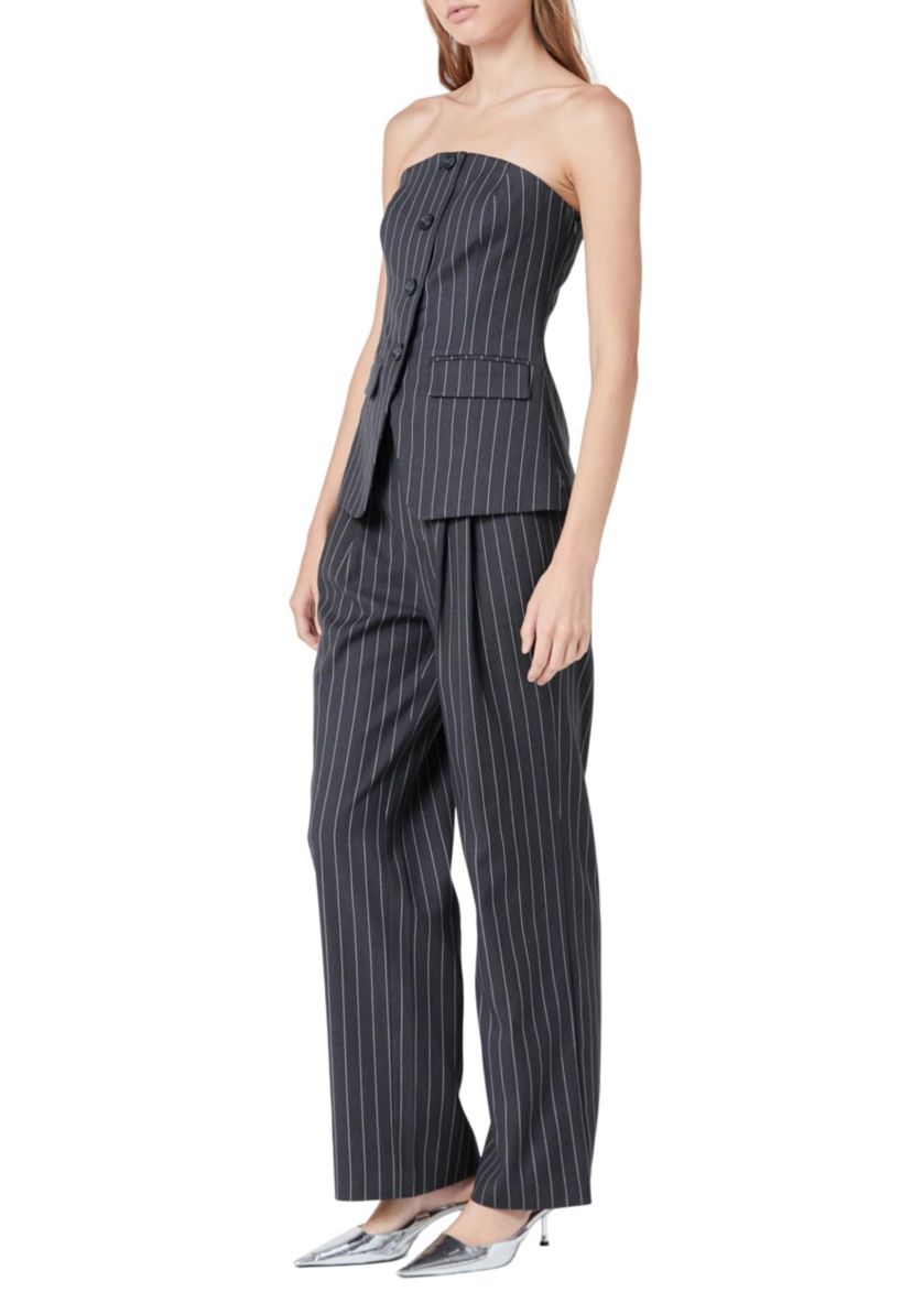 Strapless Pinstriped Vest