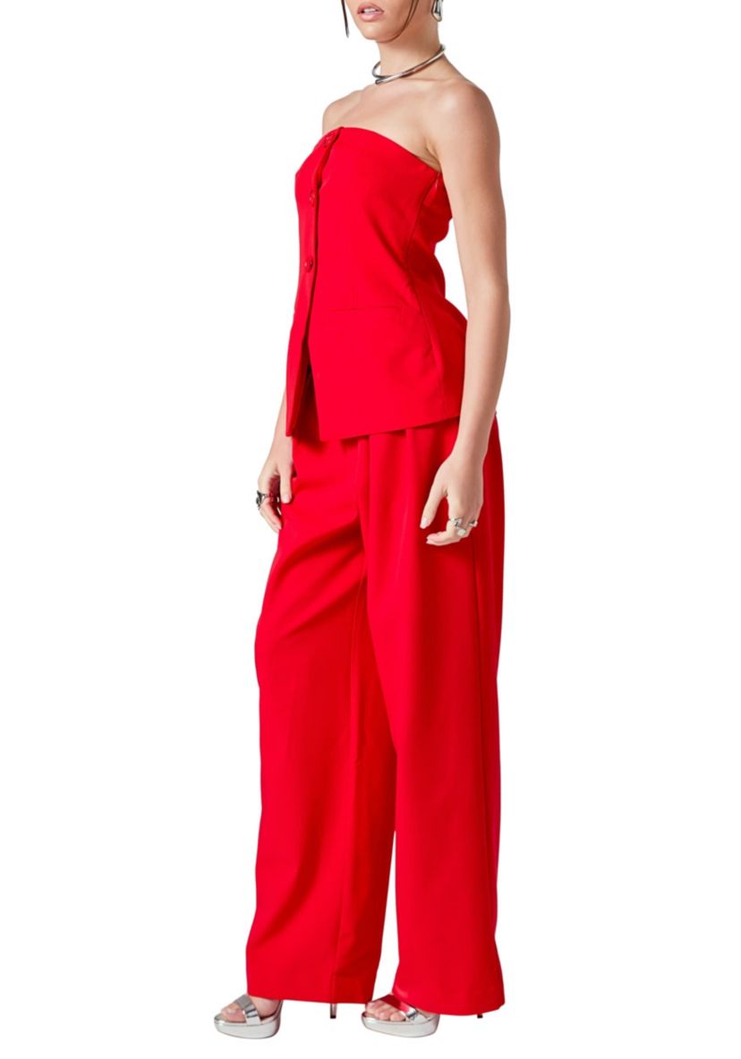 Strapless Buttoned Long Top