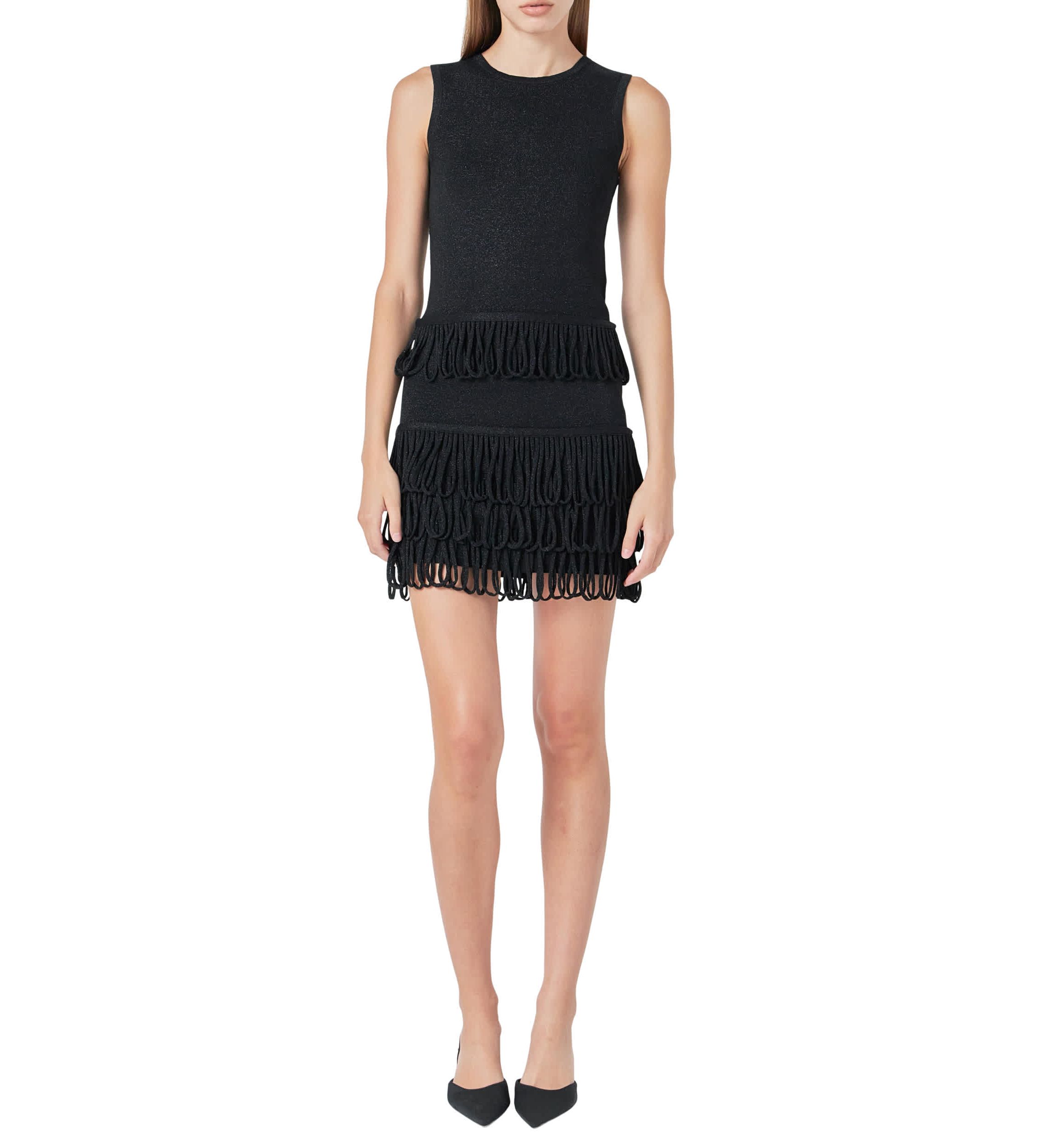 Lurex Knit Loop Mini Skirt