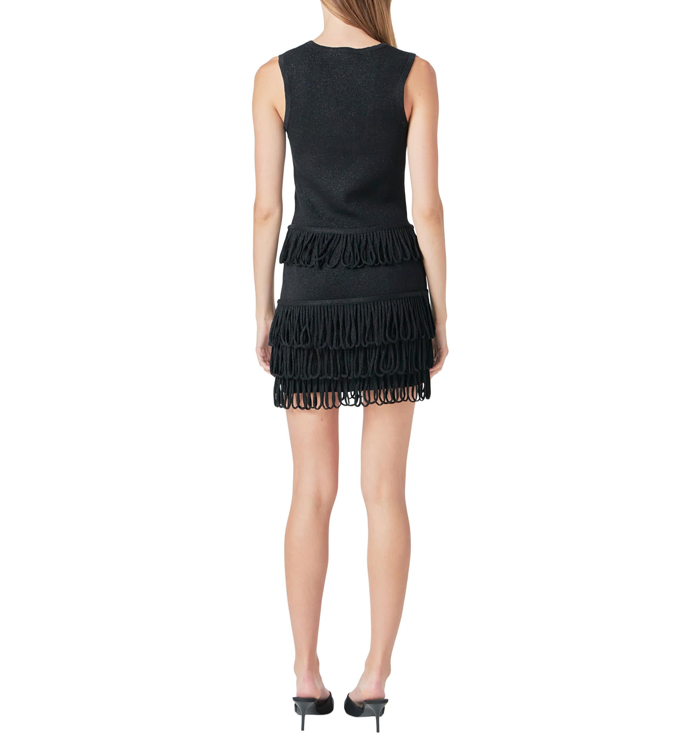 Lurex Knit Loop Mini Skirt