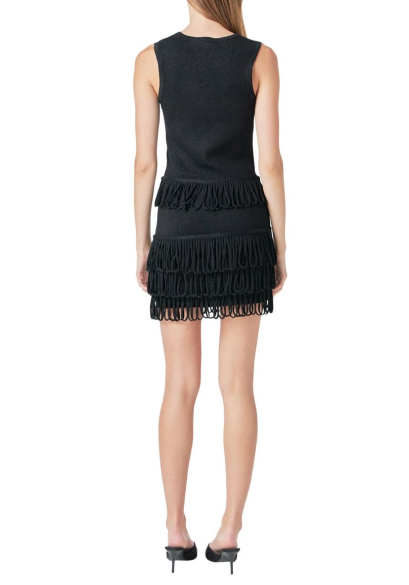 Lurex Knit Loop Mini Skirt
