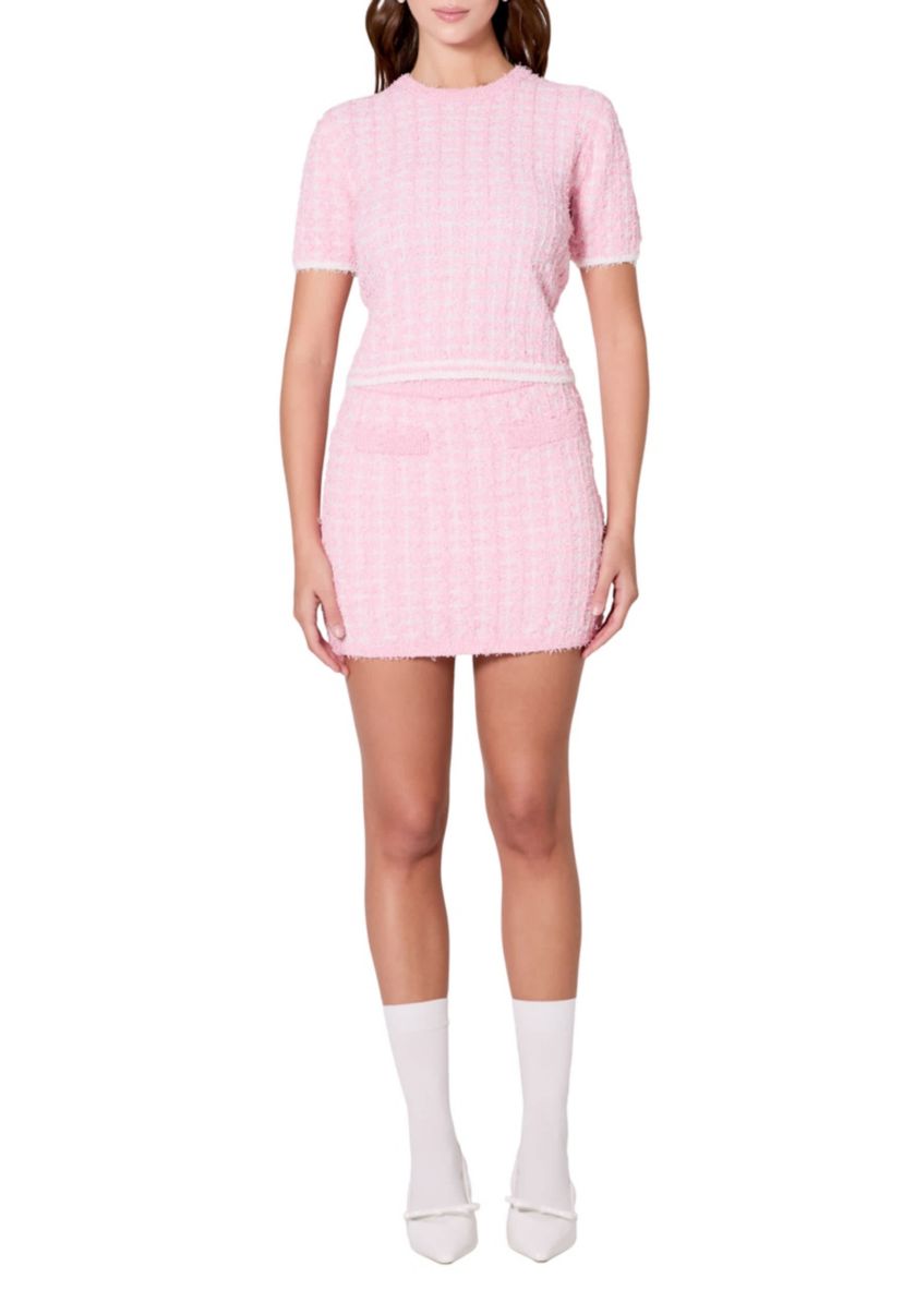 Check Knit Mini Skirt