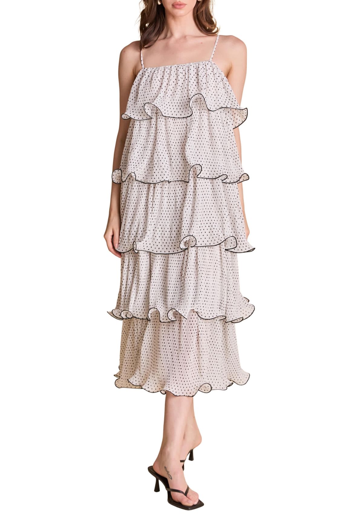 Wired Polka Dot Tiered Maxi Dress
