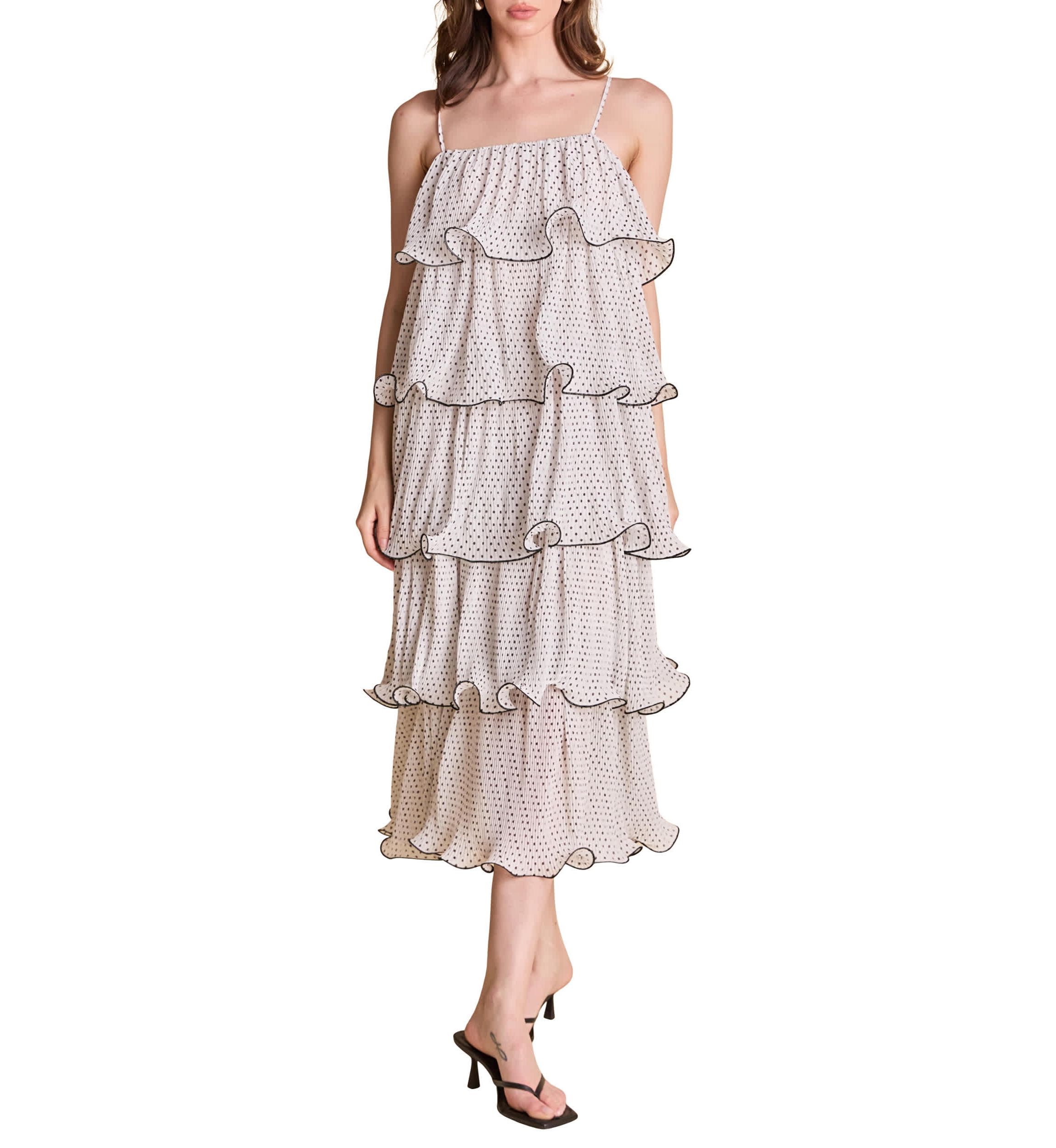 Wired Polka Dot Tiered Maxi Dress
