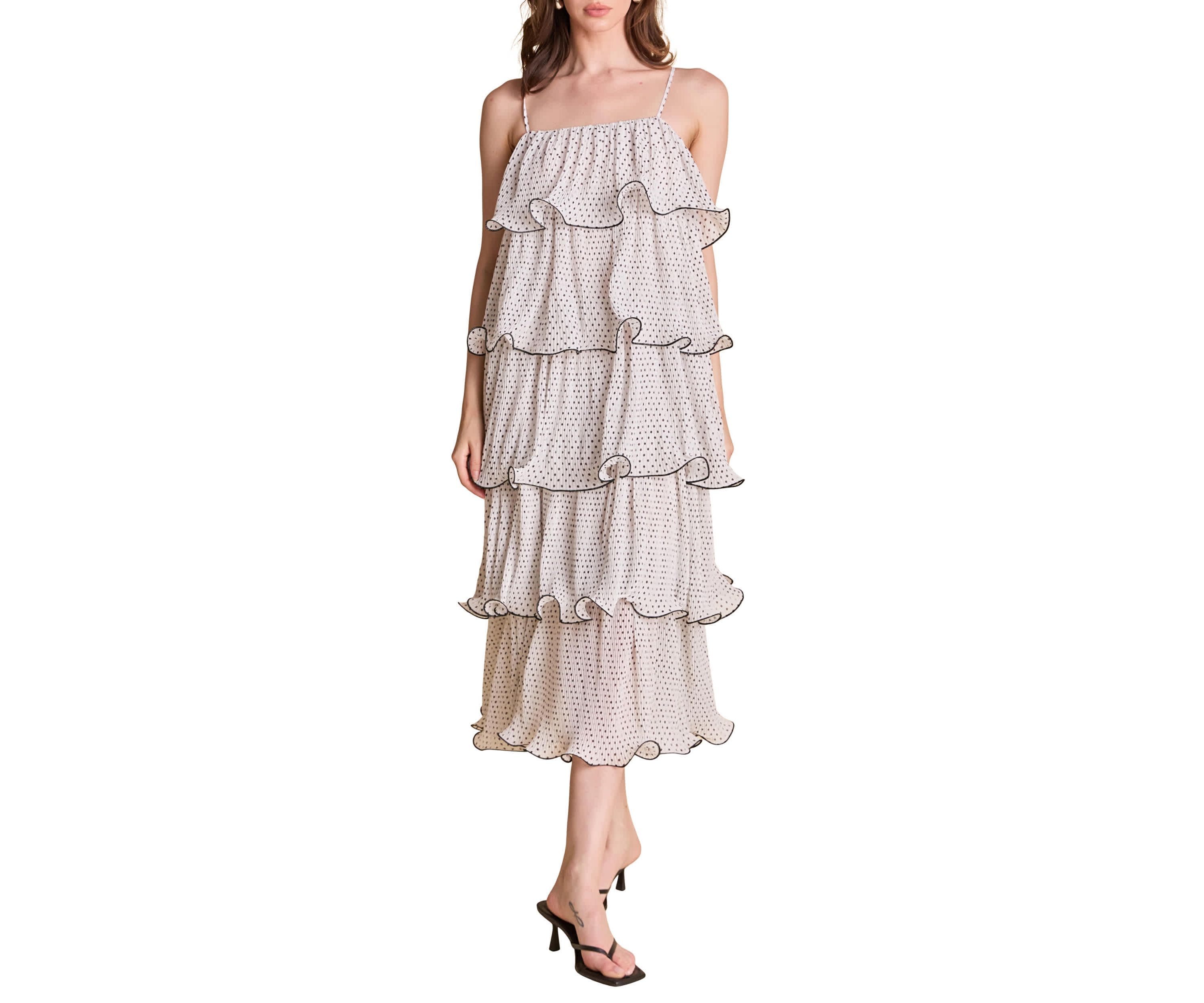 Wired Polka Dot Tiered Maxi Dress