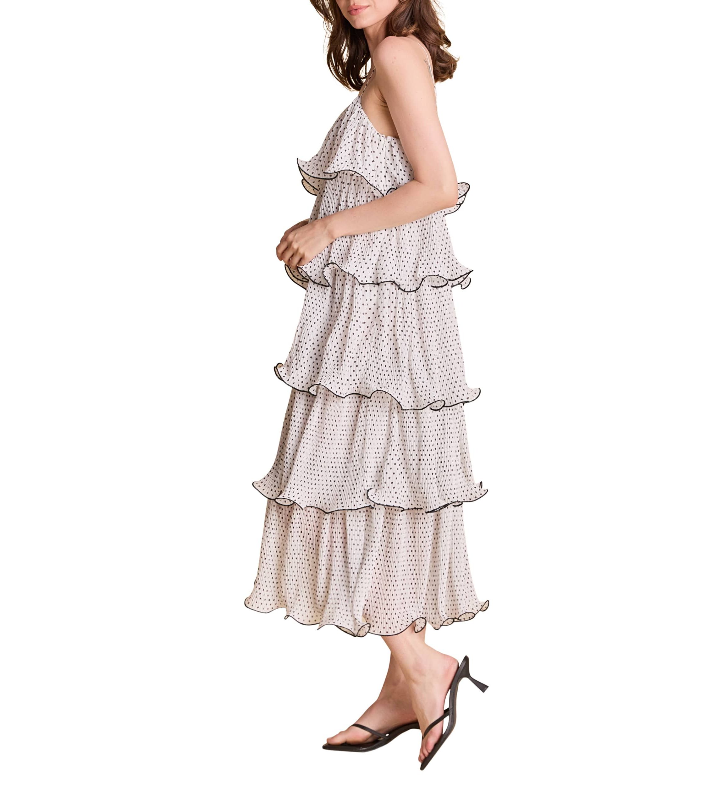 Wired Polka Dot Tiered Maxi Dress