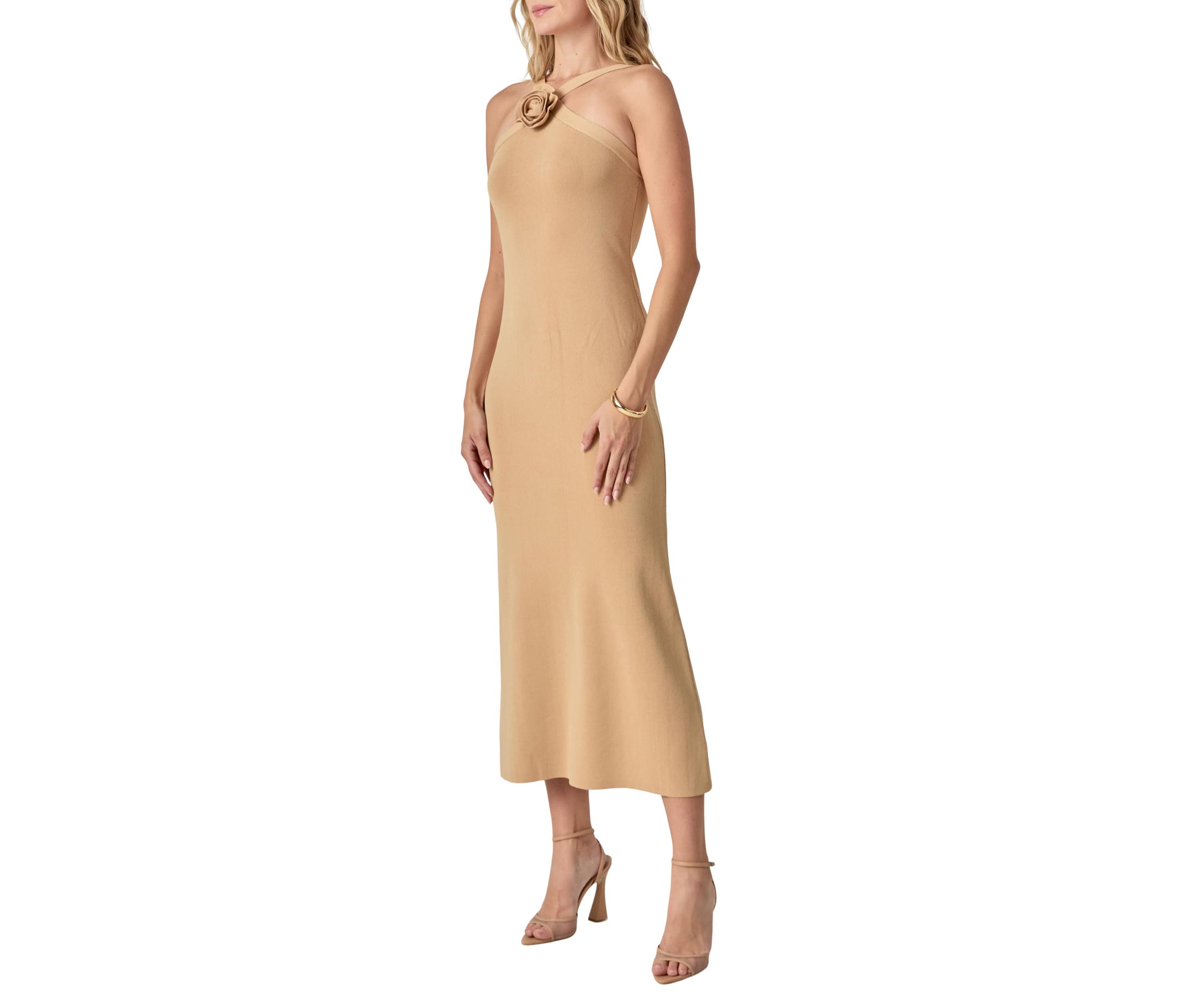 Rosette Knit Midi Dress