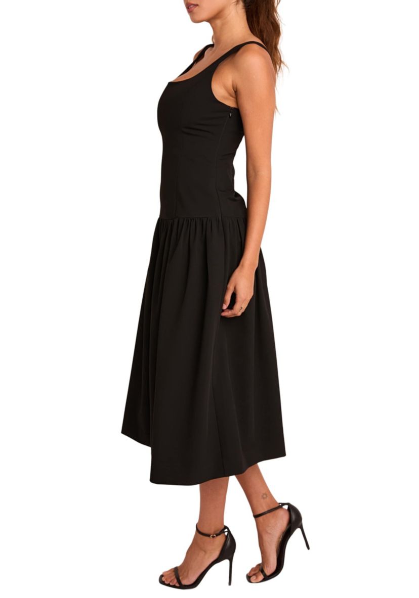 Drop Waist Peplum Midi Dress