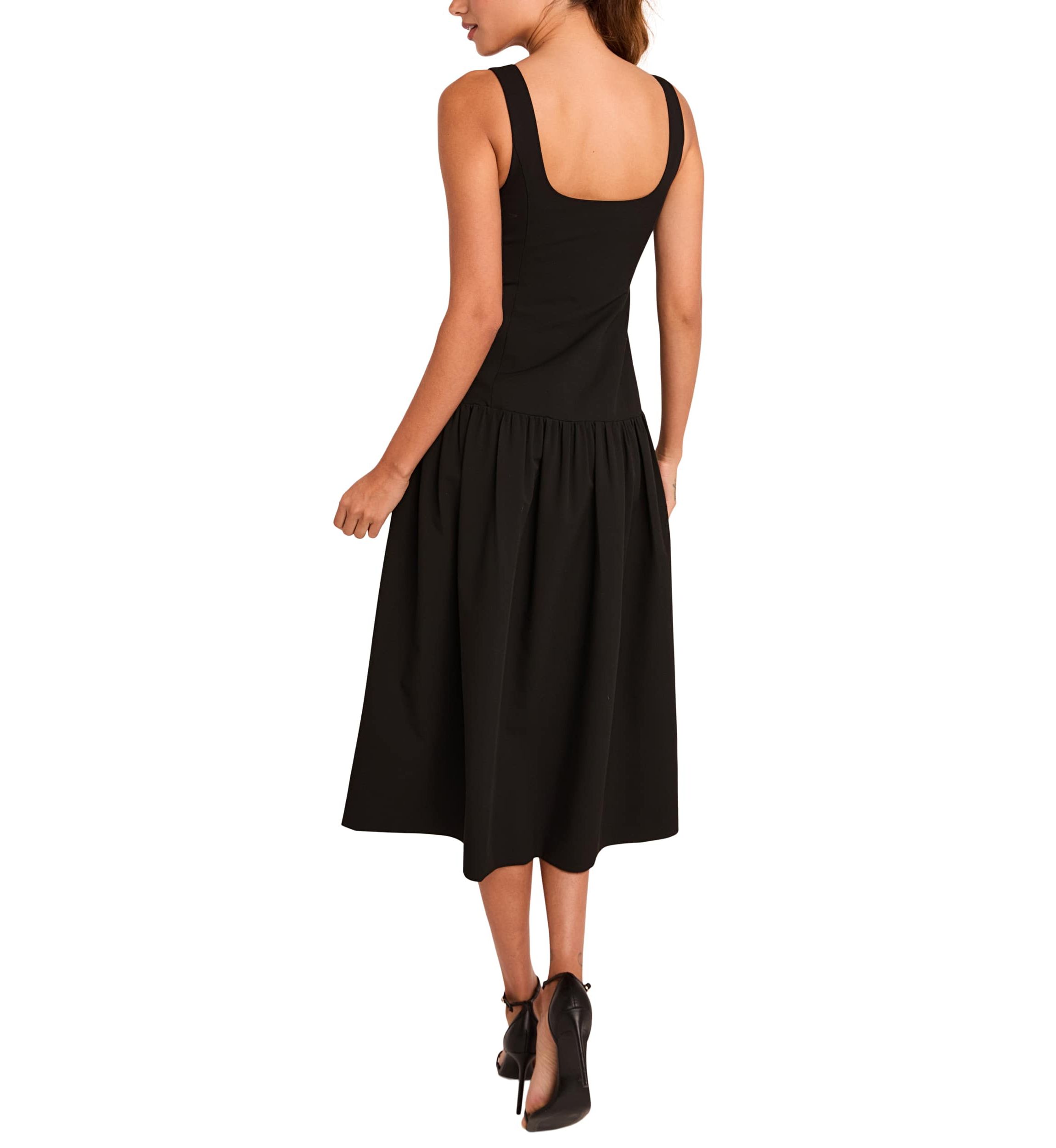 Drop Waist Peplum Midi Dress