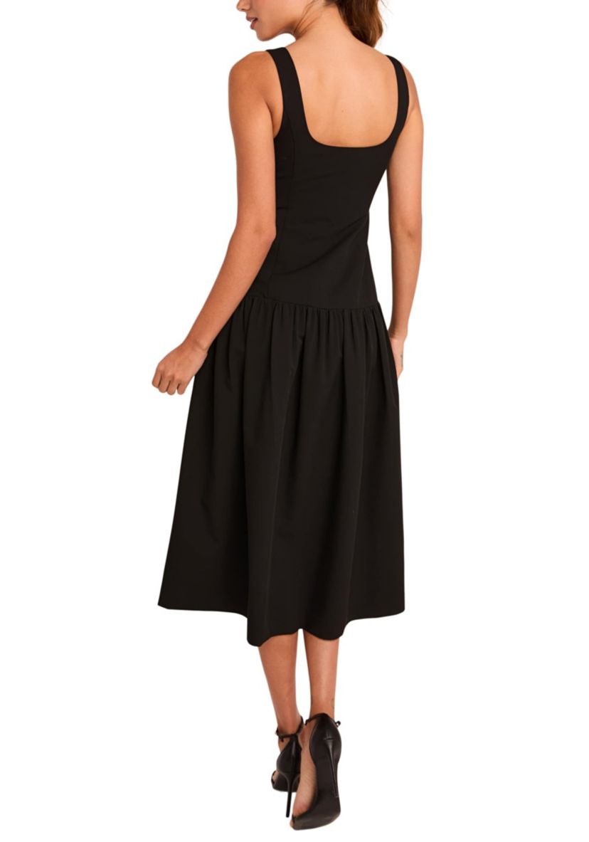 Drop Waist Peplum Midi Dress