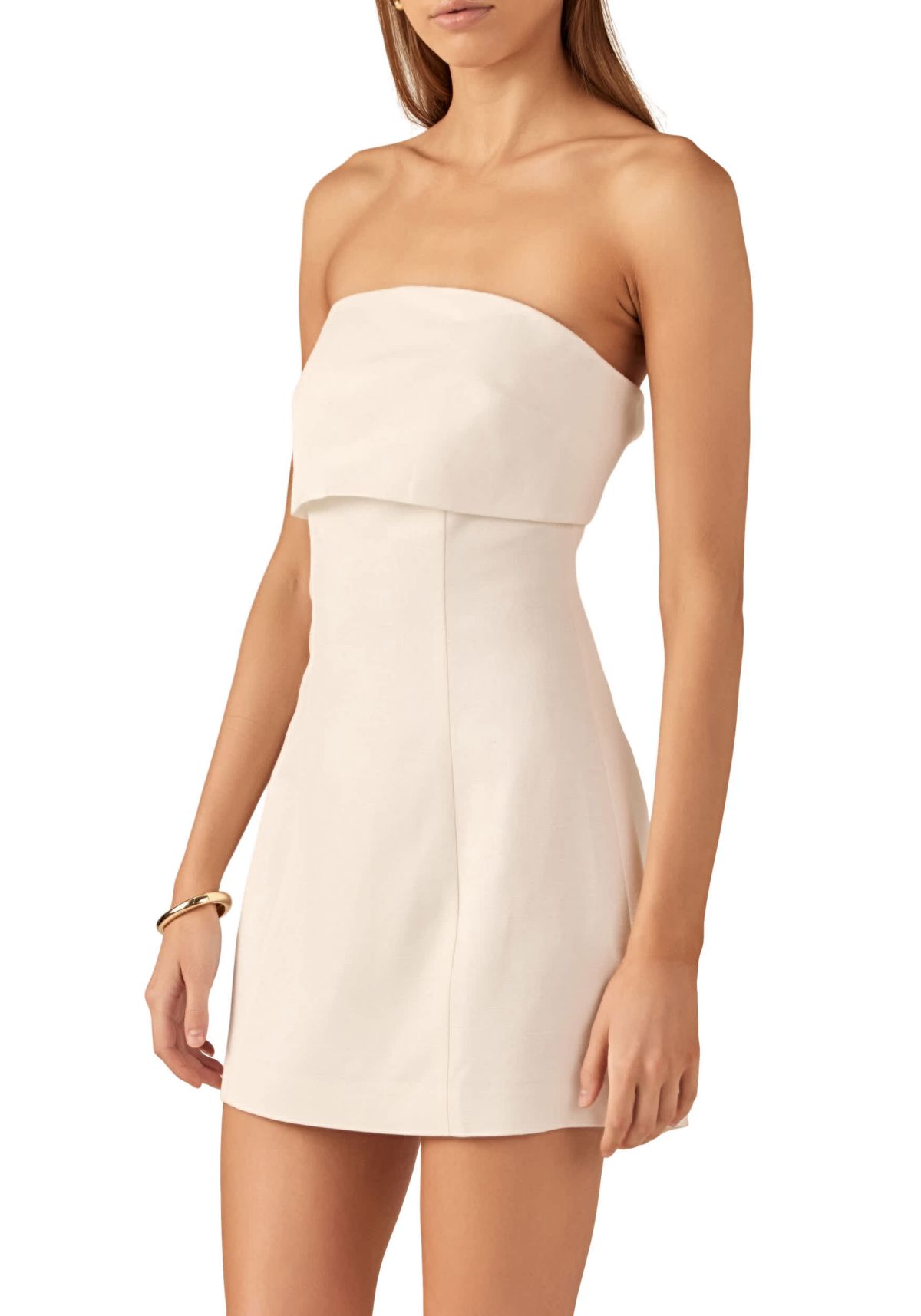 Folded Panel Linen Mini Dress