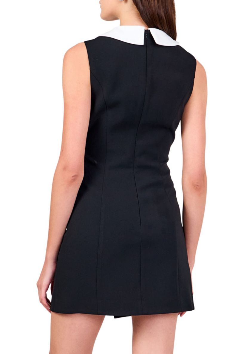 Contrast Shawl Lapel Mini Dress