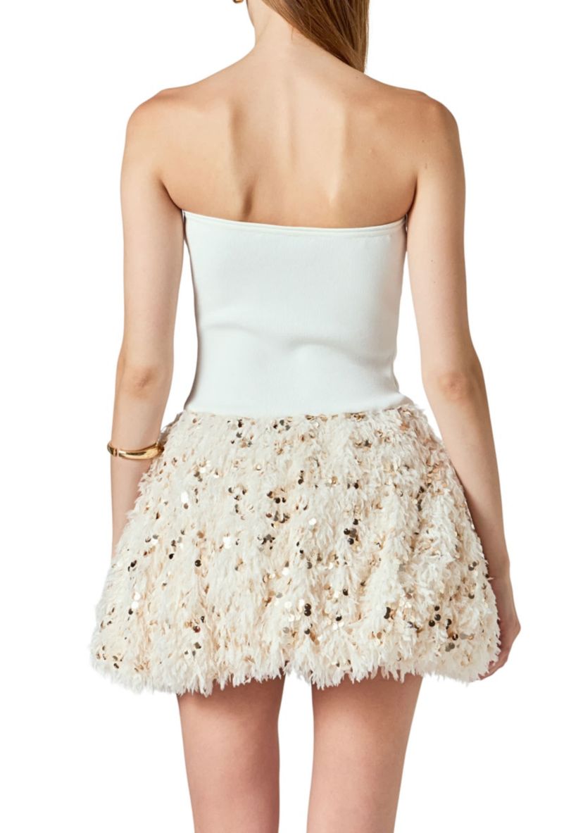 Feather Blouson Mini dress