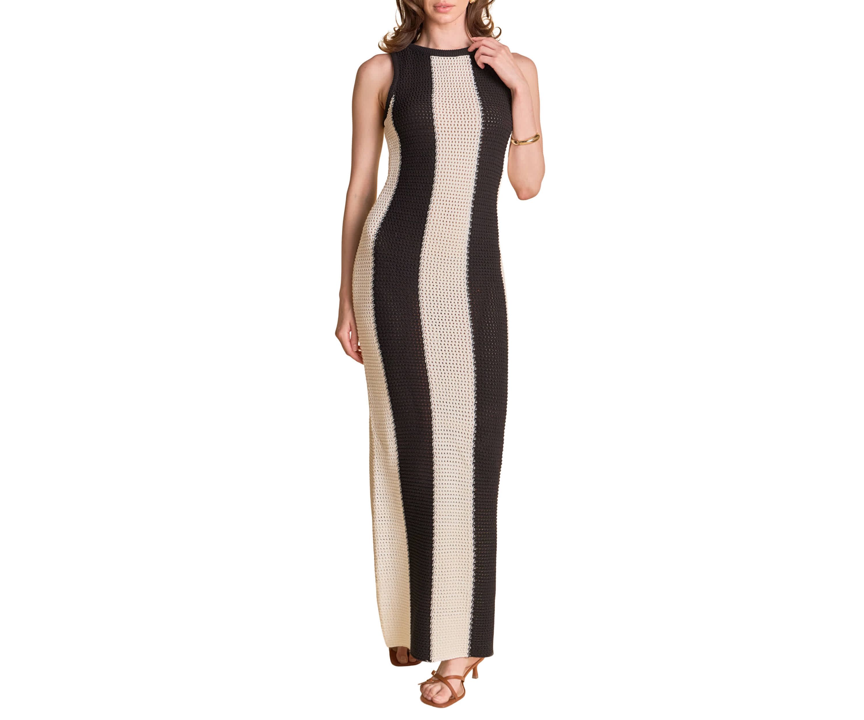 Vertical Stripe Fitted Maxi Dress