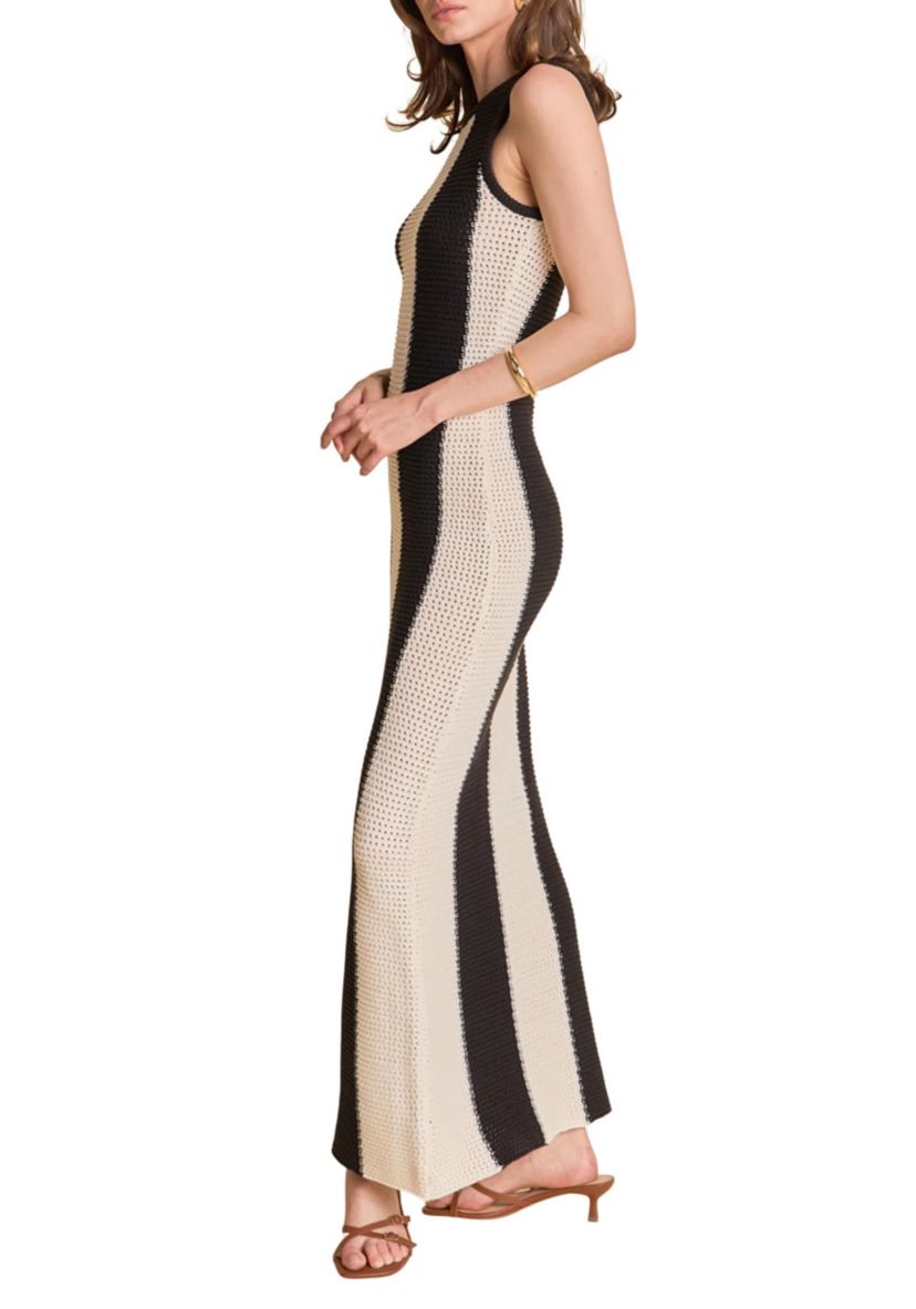 Vertical Stripe Fitted Maxi Dress