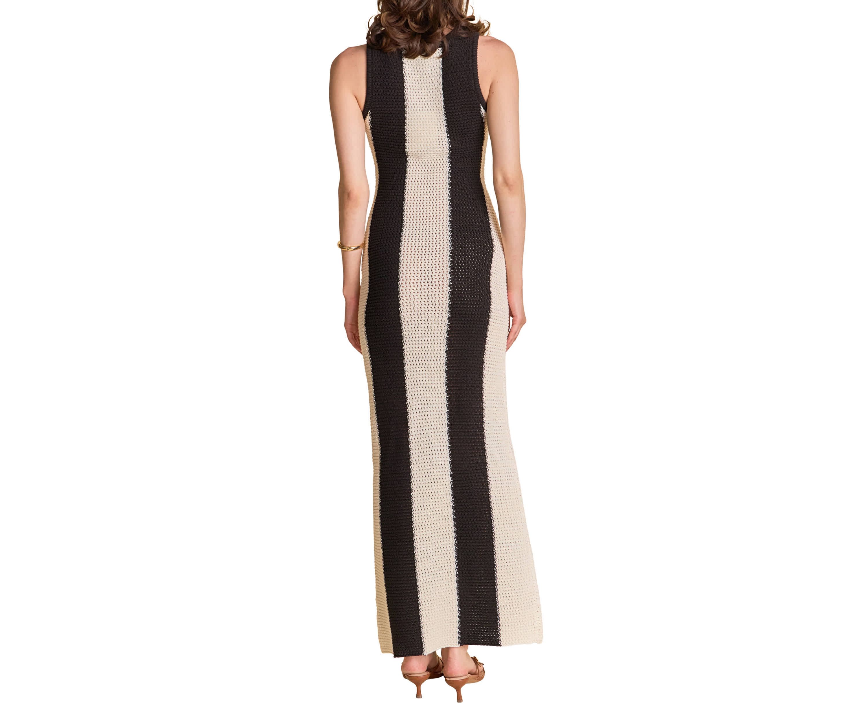 Vertical Stripe Fitted Maxi Dress