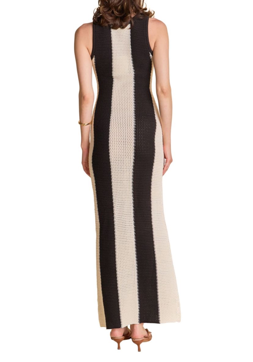 Vertical Stripe Fitted Maxi Dress