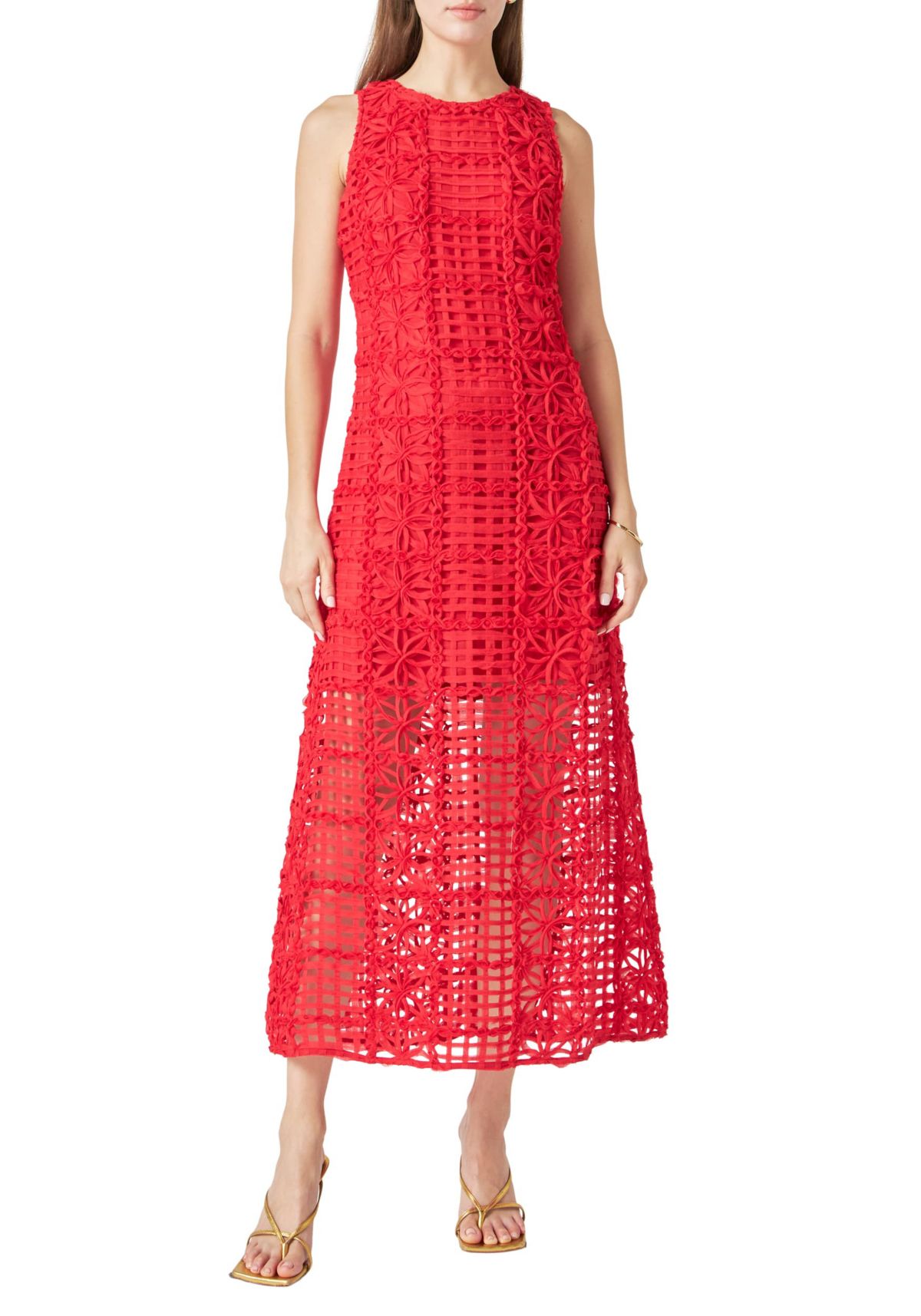 Textured Sleeveless Maxi Dress