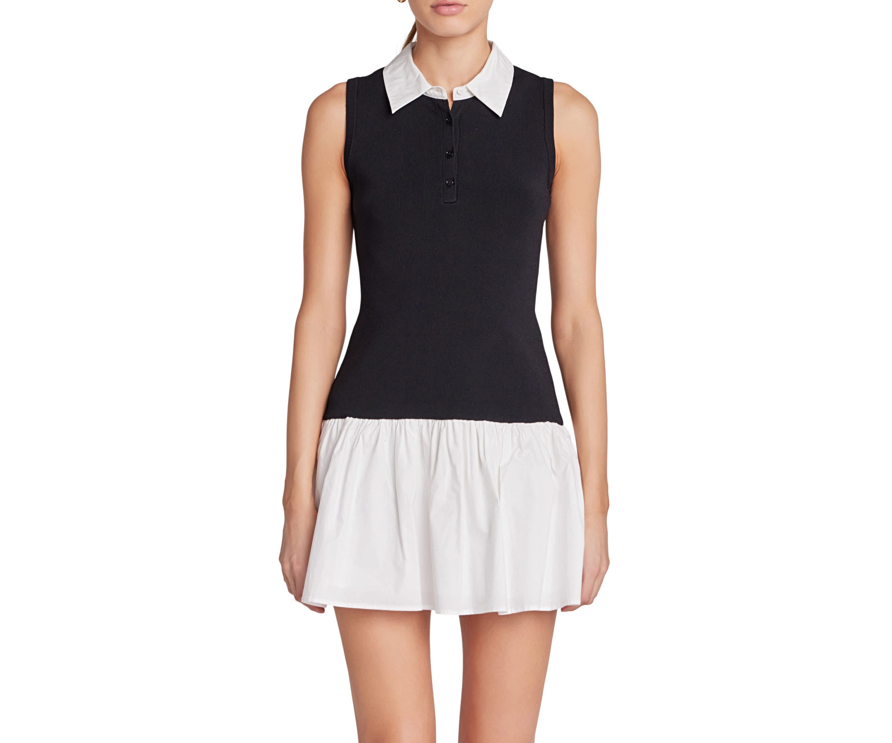 Mixed Media Cotton Polo Mini Dress