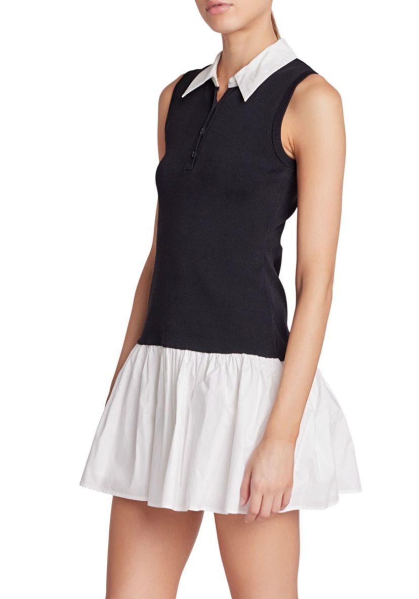 Mixed Media Cotton Polo Mini Dress