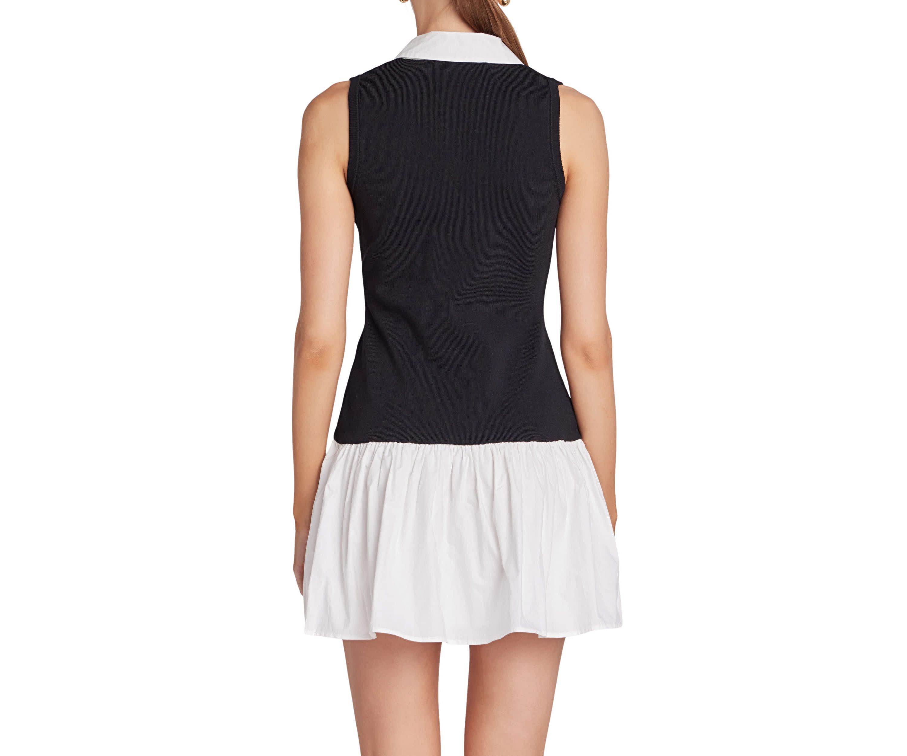 Mixed Media Cotton Polo Mini Dress