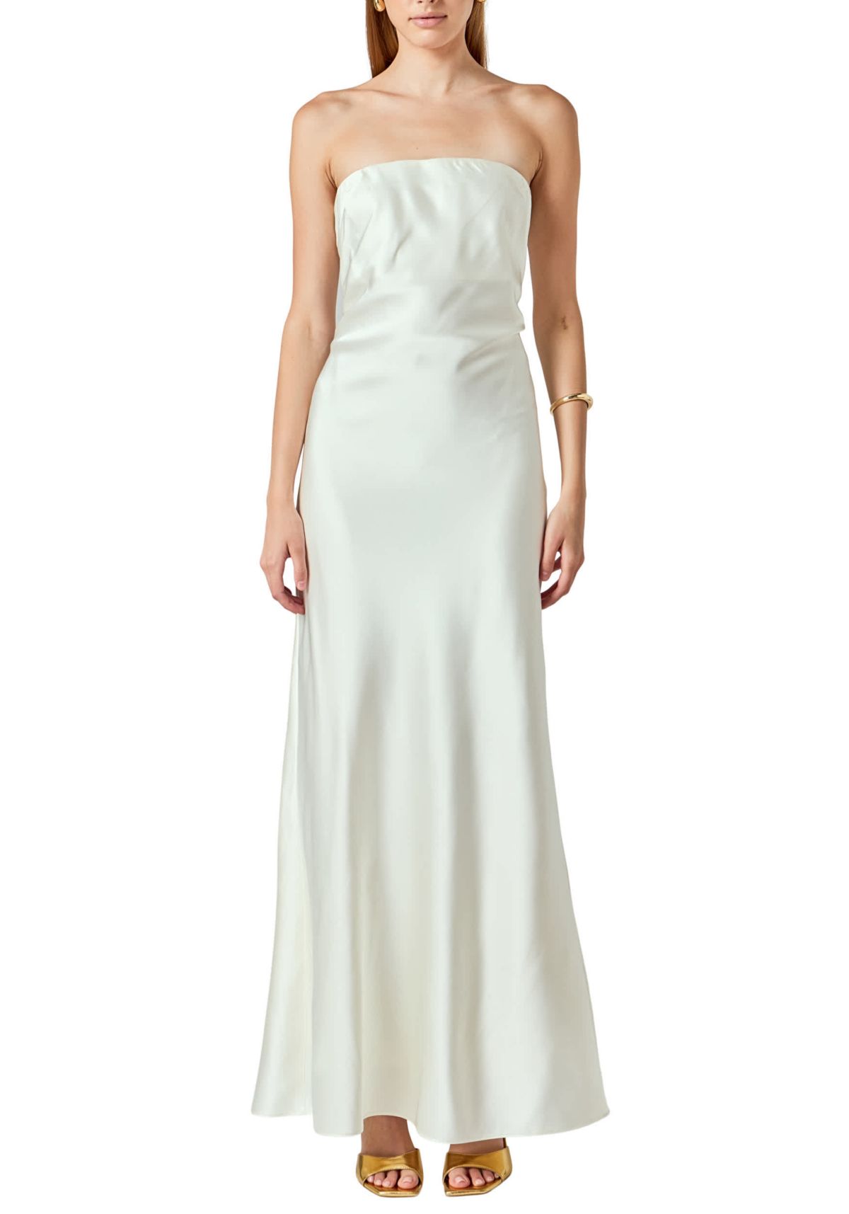 Strapless Satin Maxi Dress