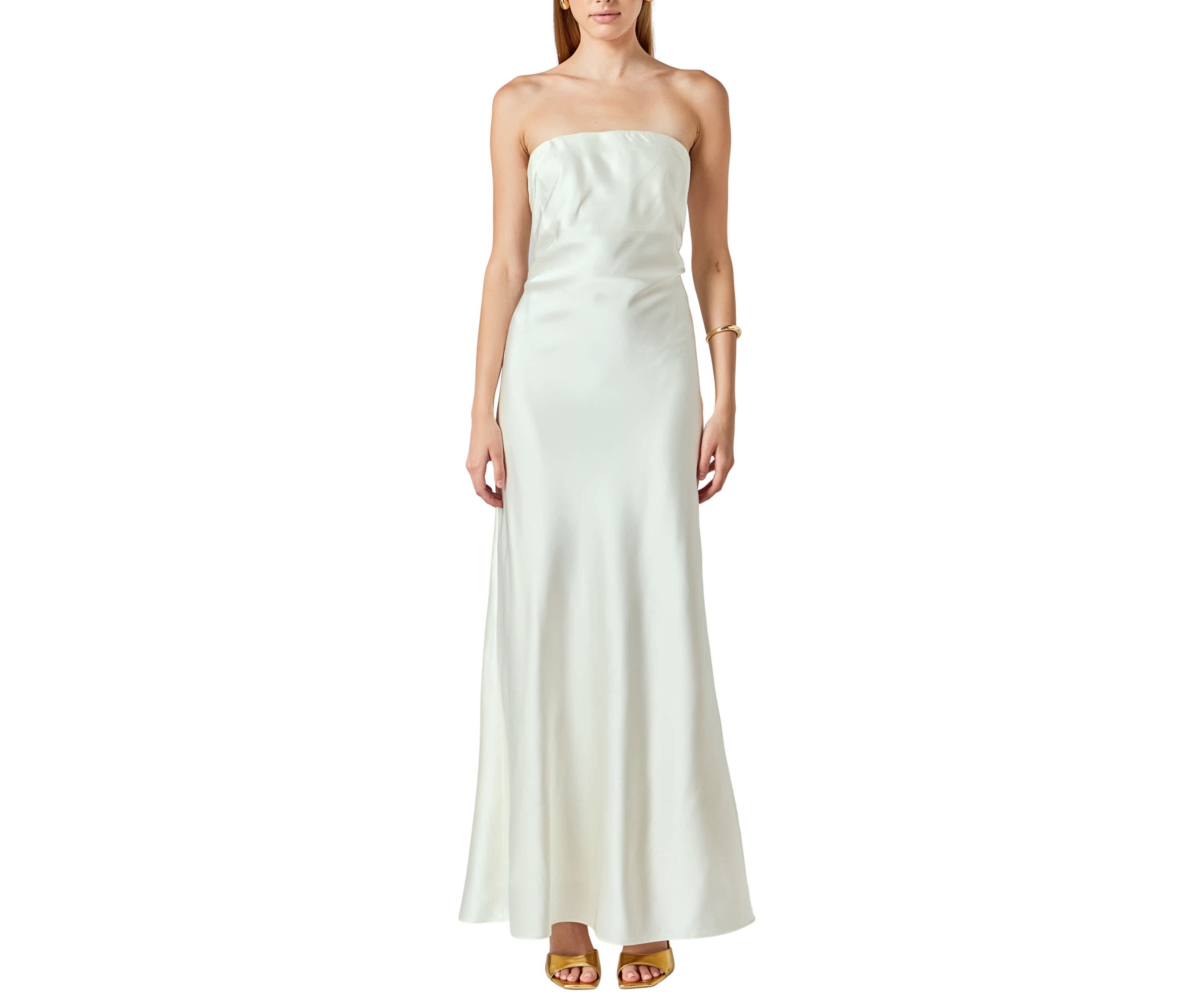 Strapless Satin Maxi Dress