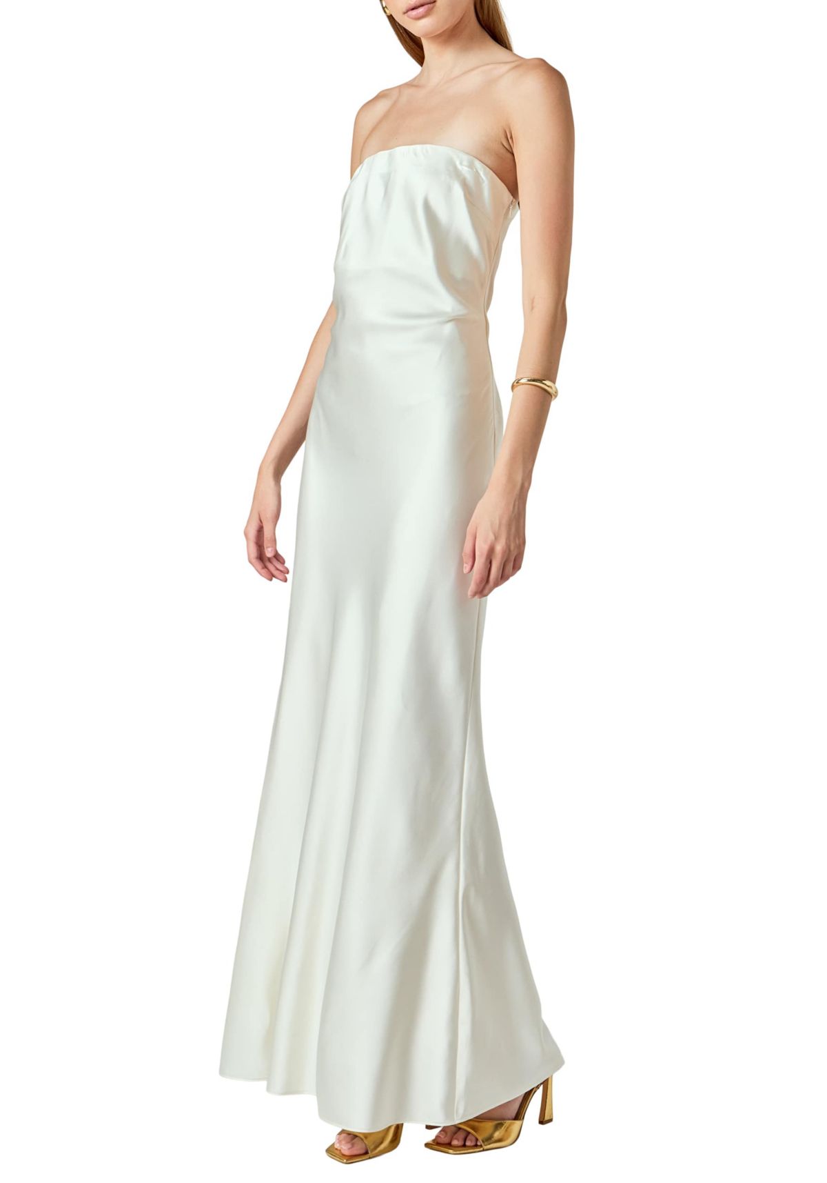 Strapless Satin Maxi Dress