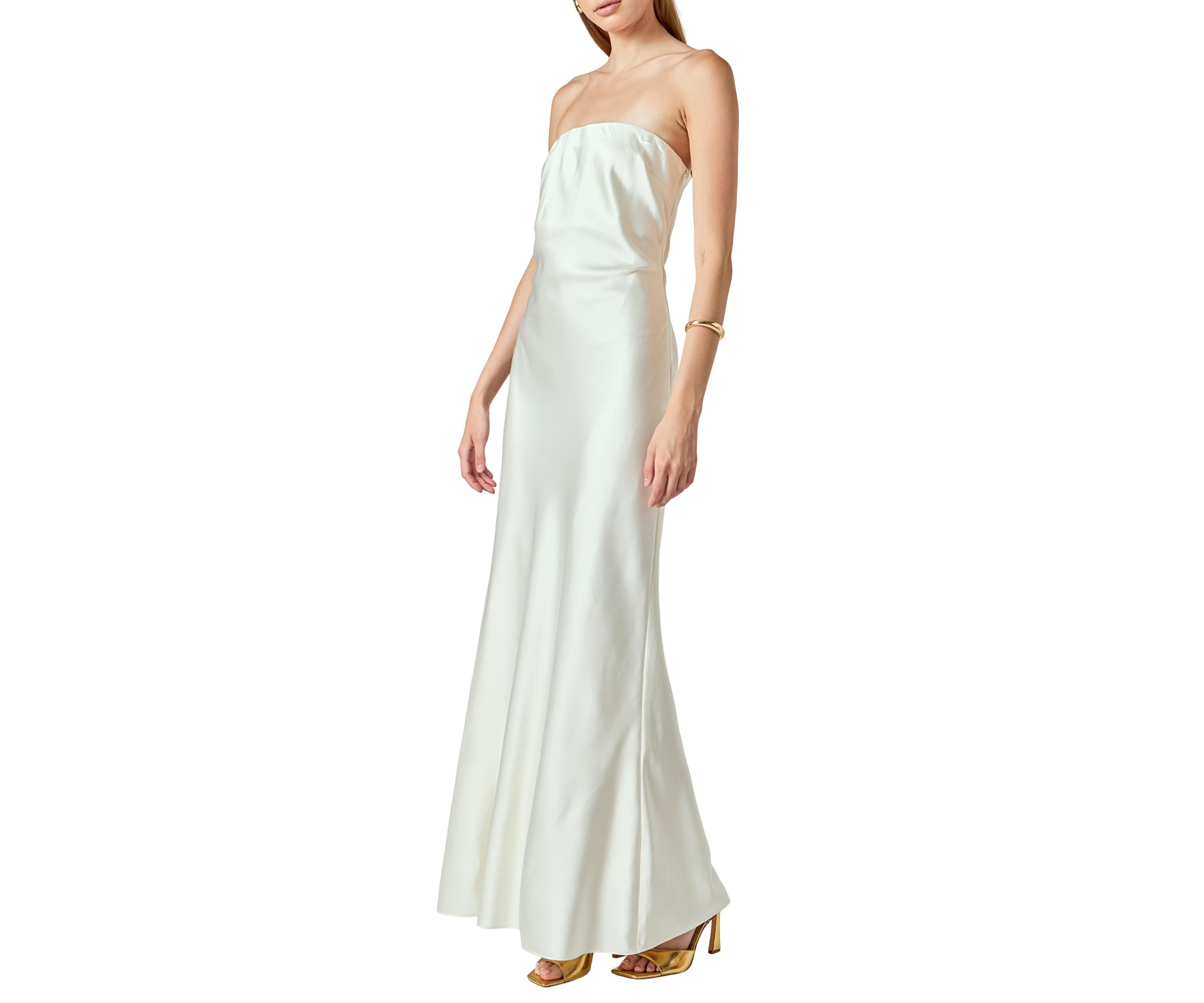 Strapless Satin Maxi Dress