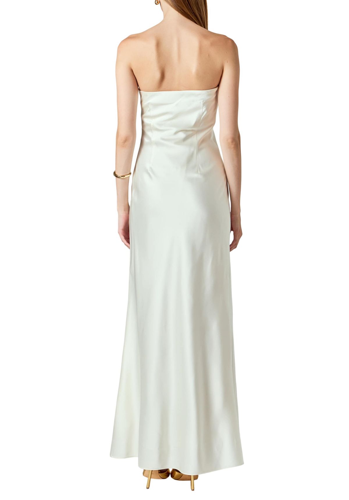 Strapless Satin Maxi Dress