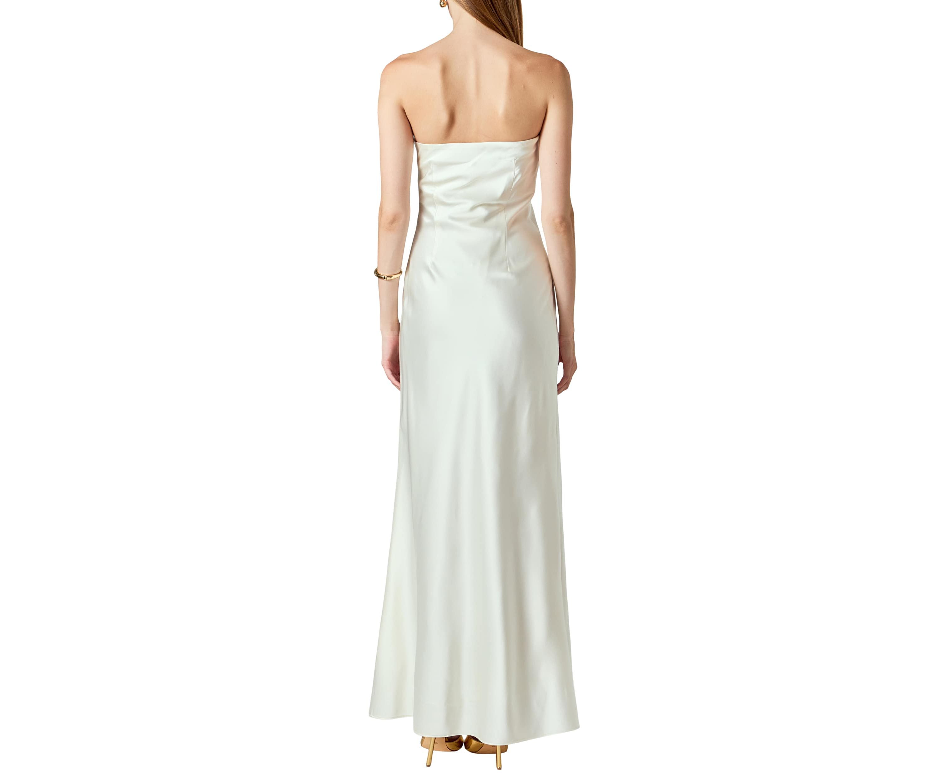 Strapless Satin Maxi Dress