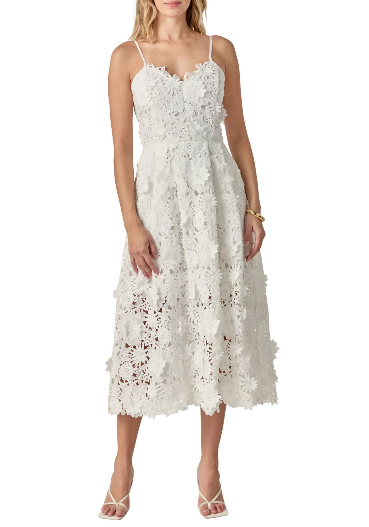 3D Applique Midi Dress