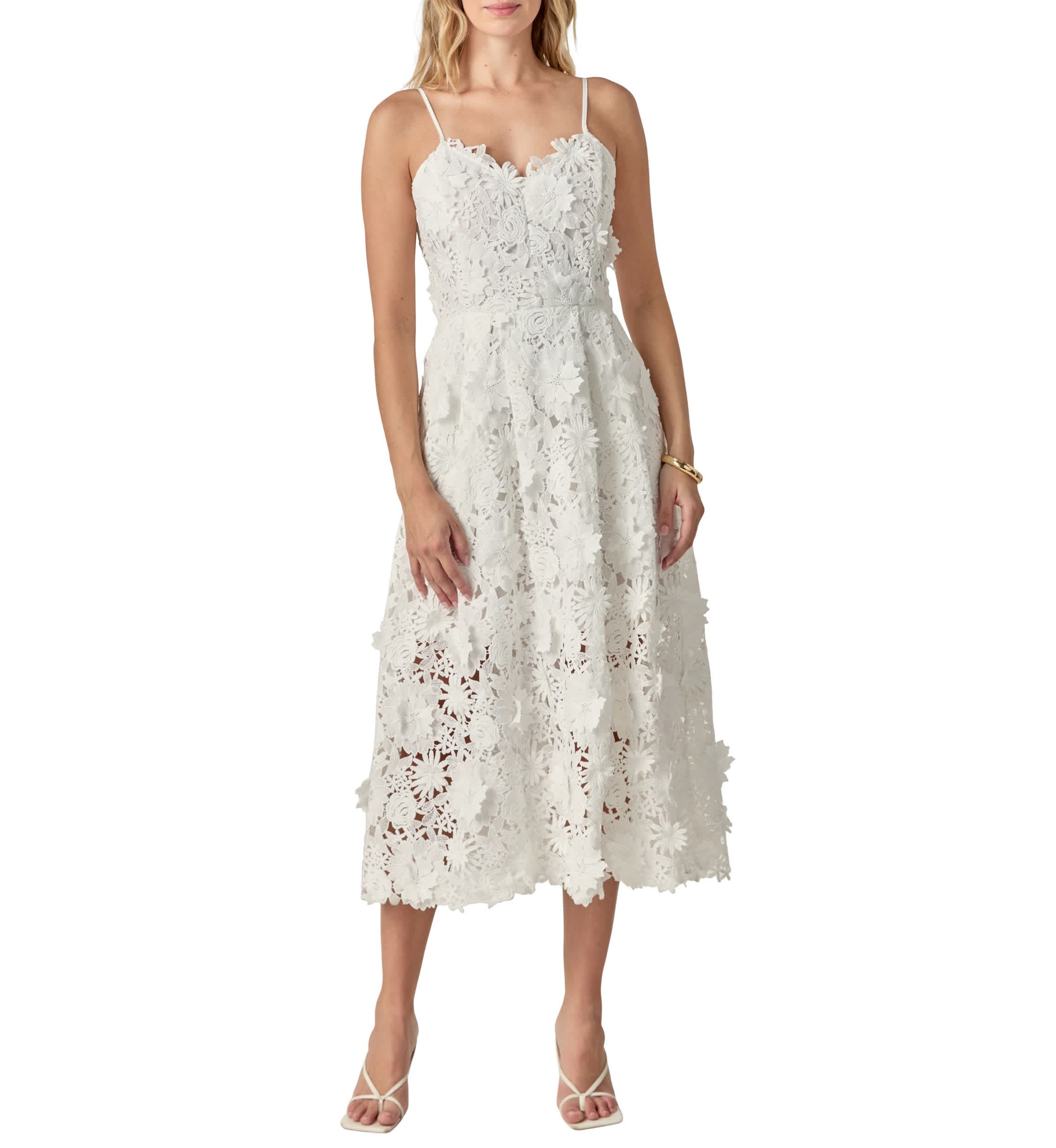 3D Applique Midi Dress