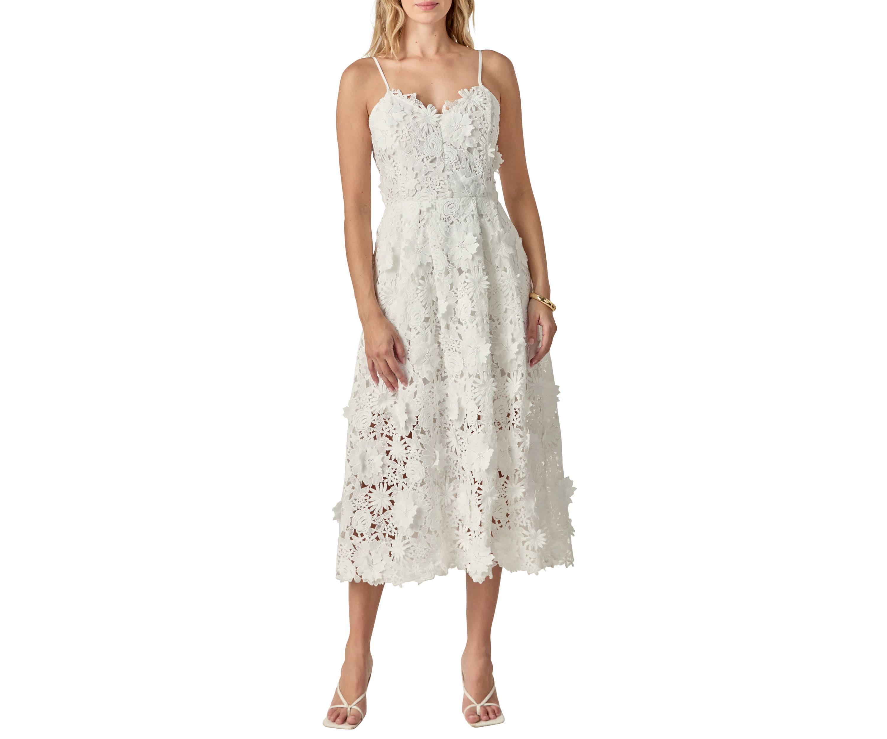 3D Applique Midi Dress