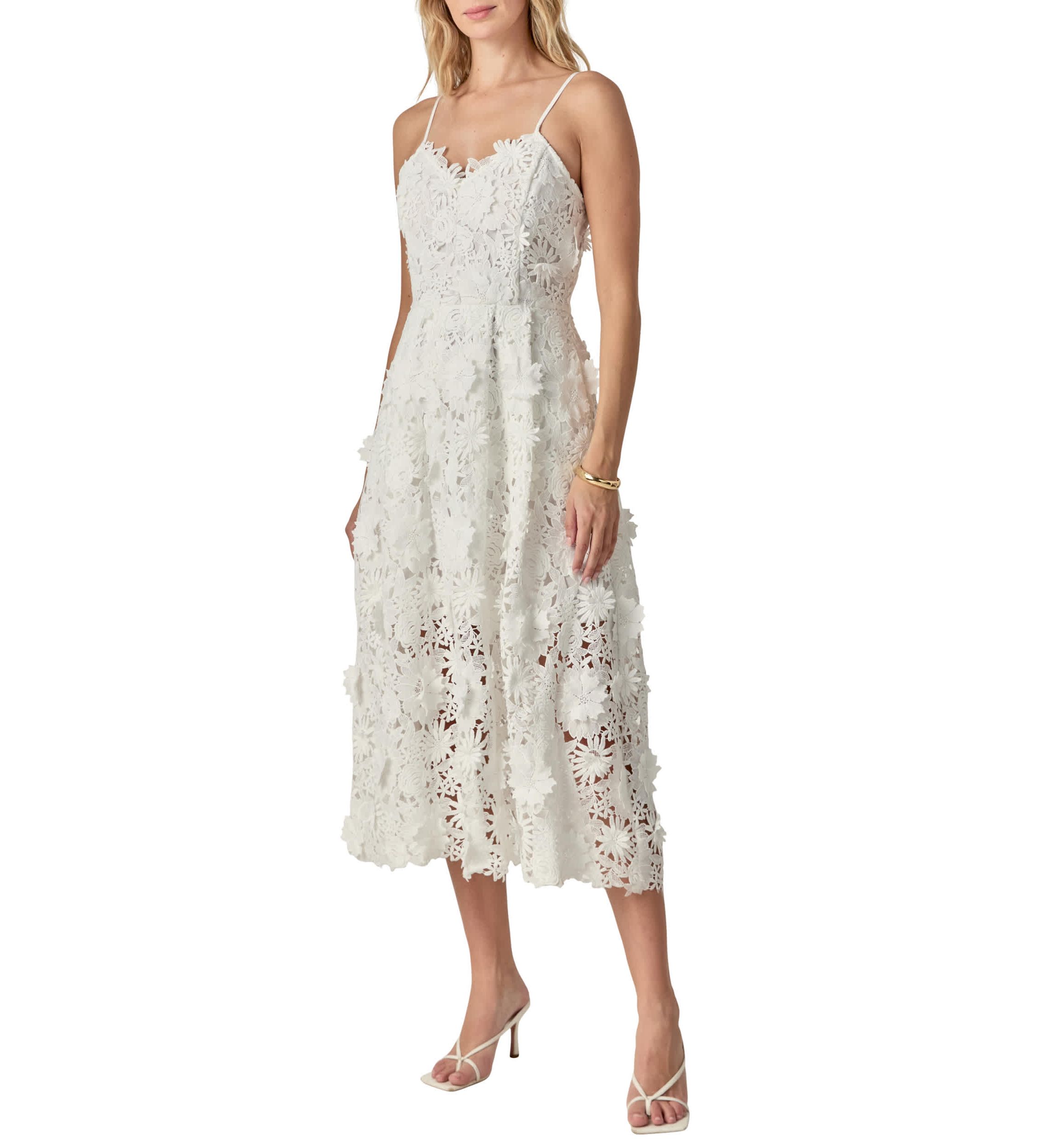 3D Applique Midi Dress
