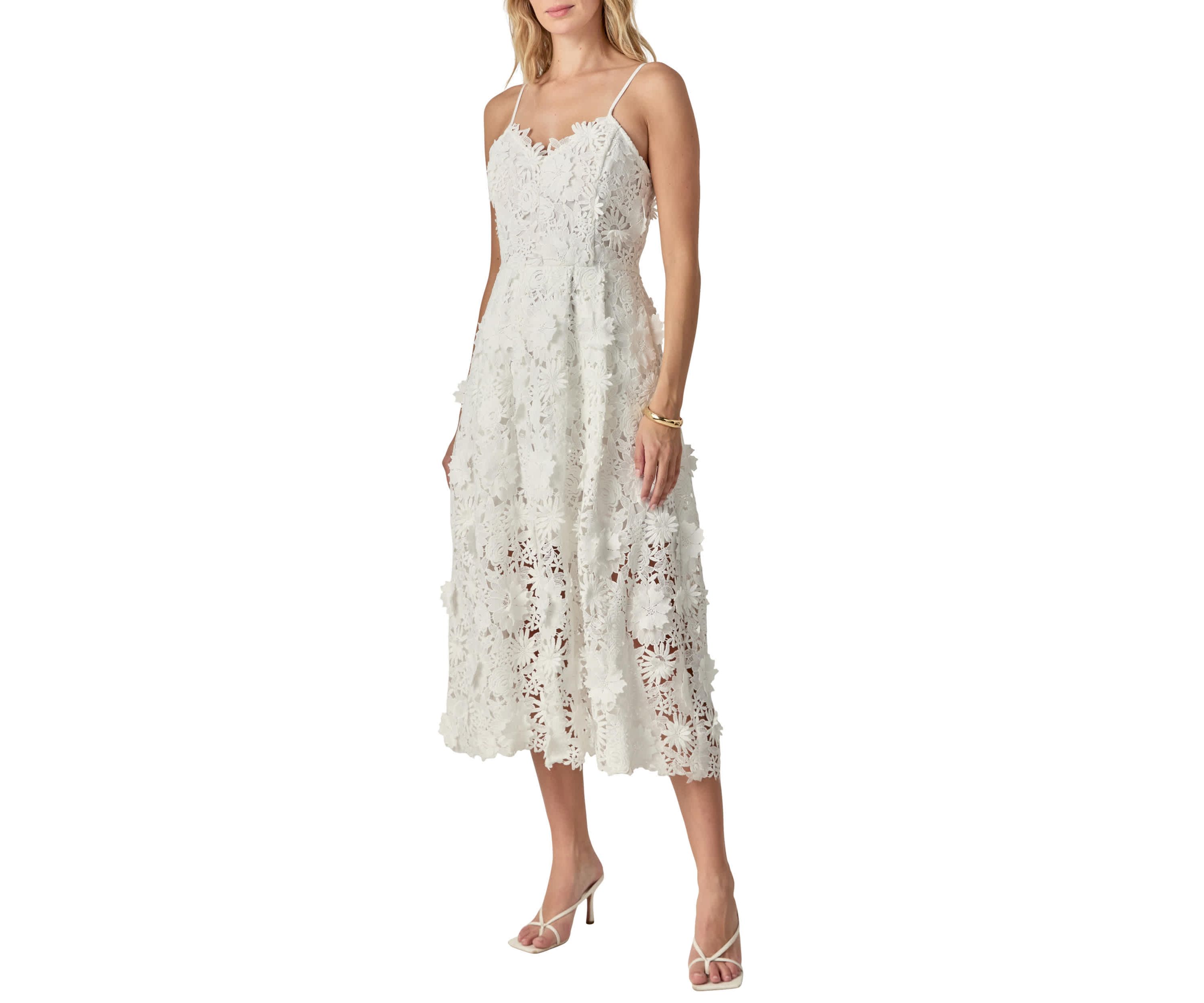 3D Applique Midi Dress