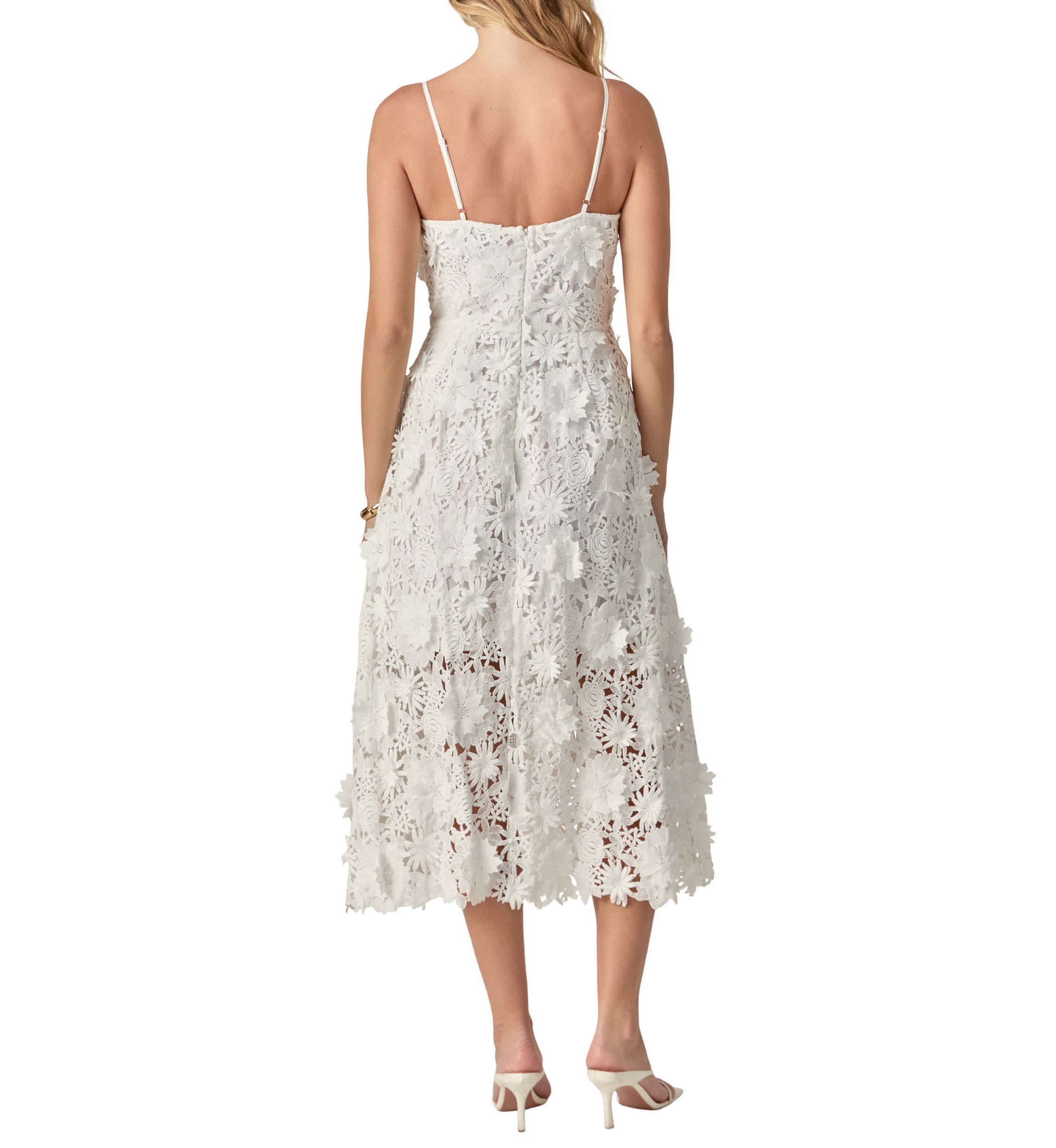 3D Applique Midi Dress