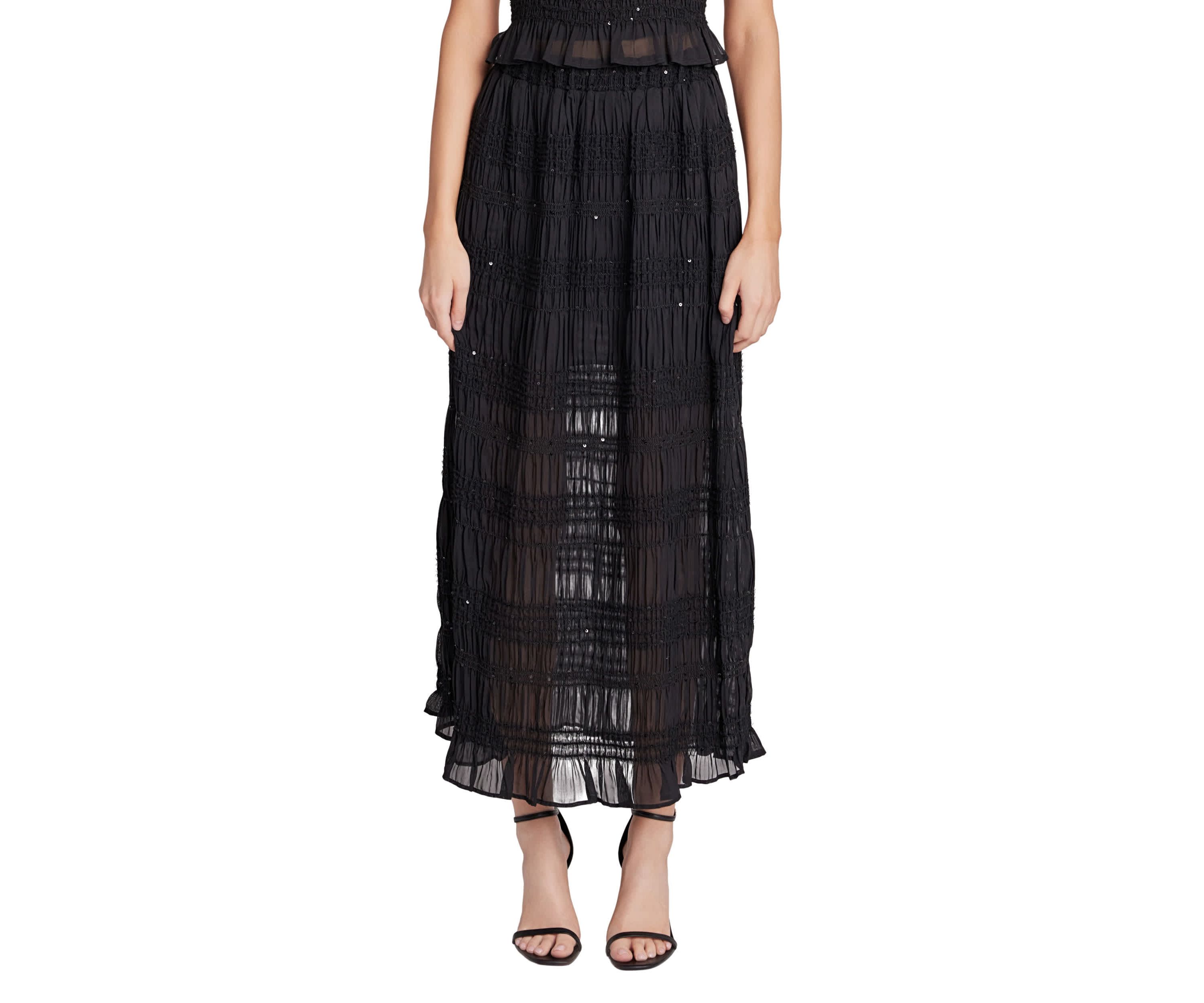 Chiffon Gathered Sequins Maxi Skirt