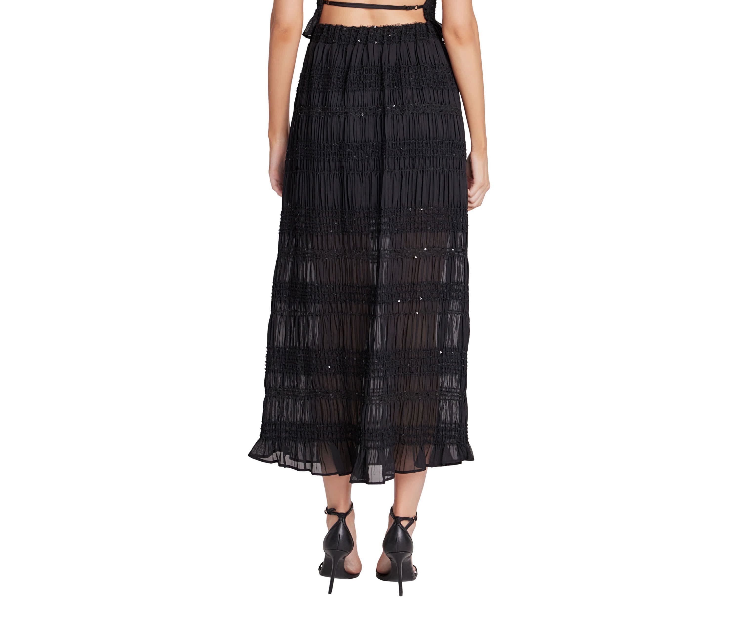 Chiffon Gathered Sequins Maxi Skirt