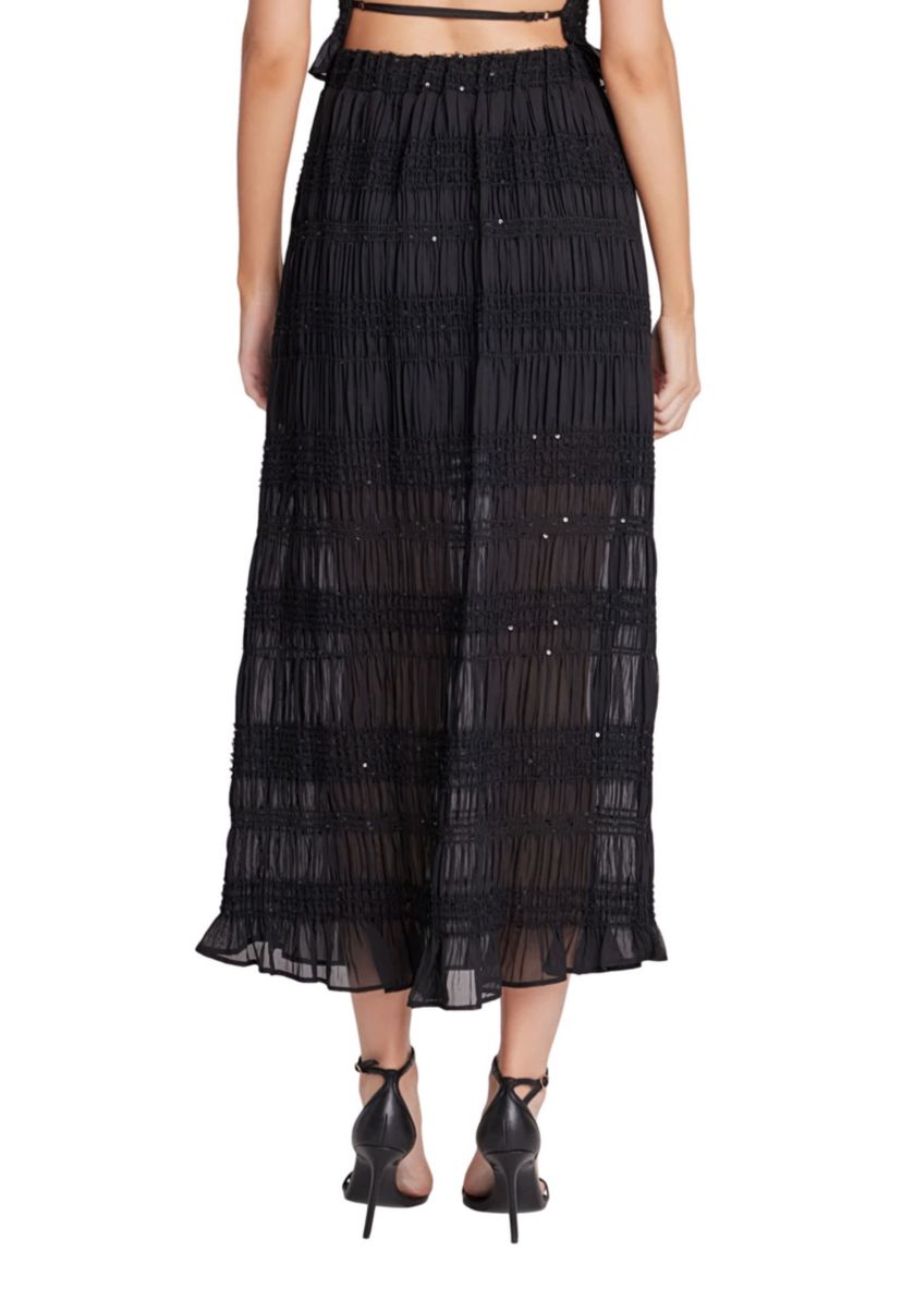 Chiffon Gathered Sequins Maxi Skirt